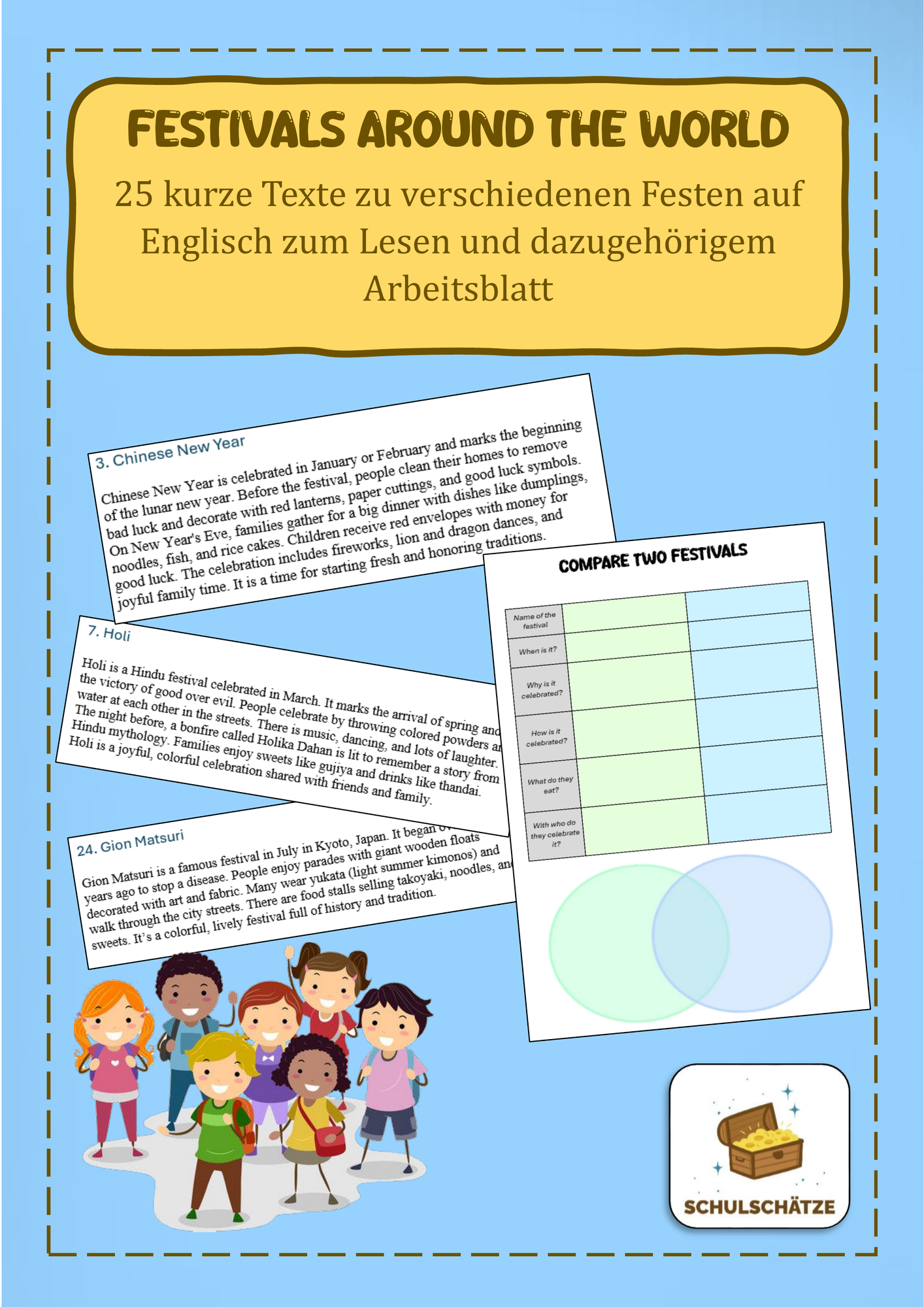 25 englische Texte zu Festtagen mit Arbeitsblatt – Unterrichtsmaterial ...