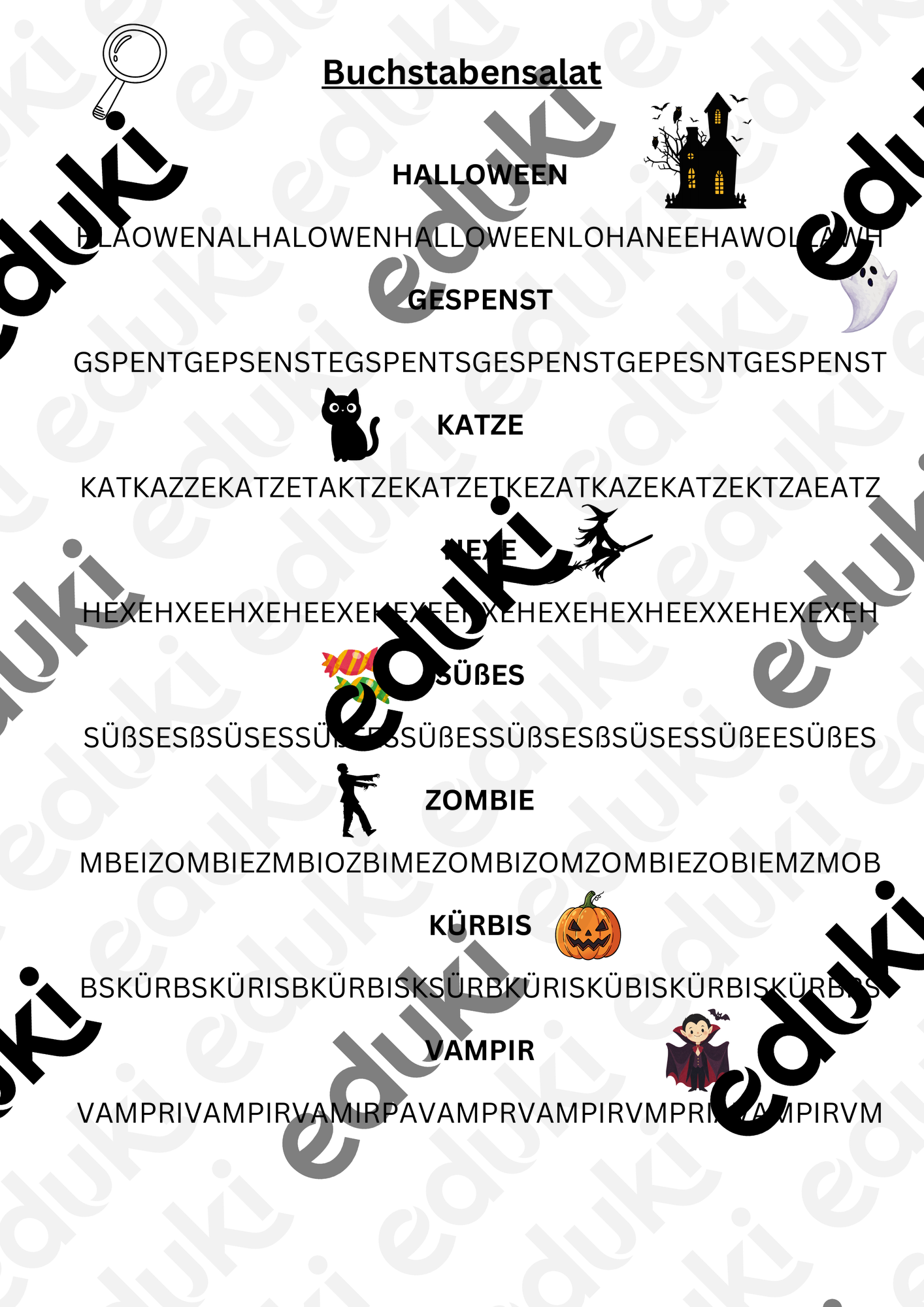 Buchstabensalat Halloween – Unterrichtsmaterial im Fach Deutsch