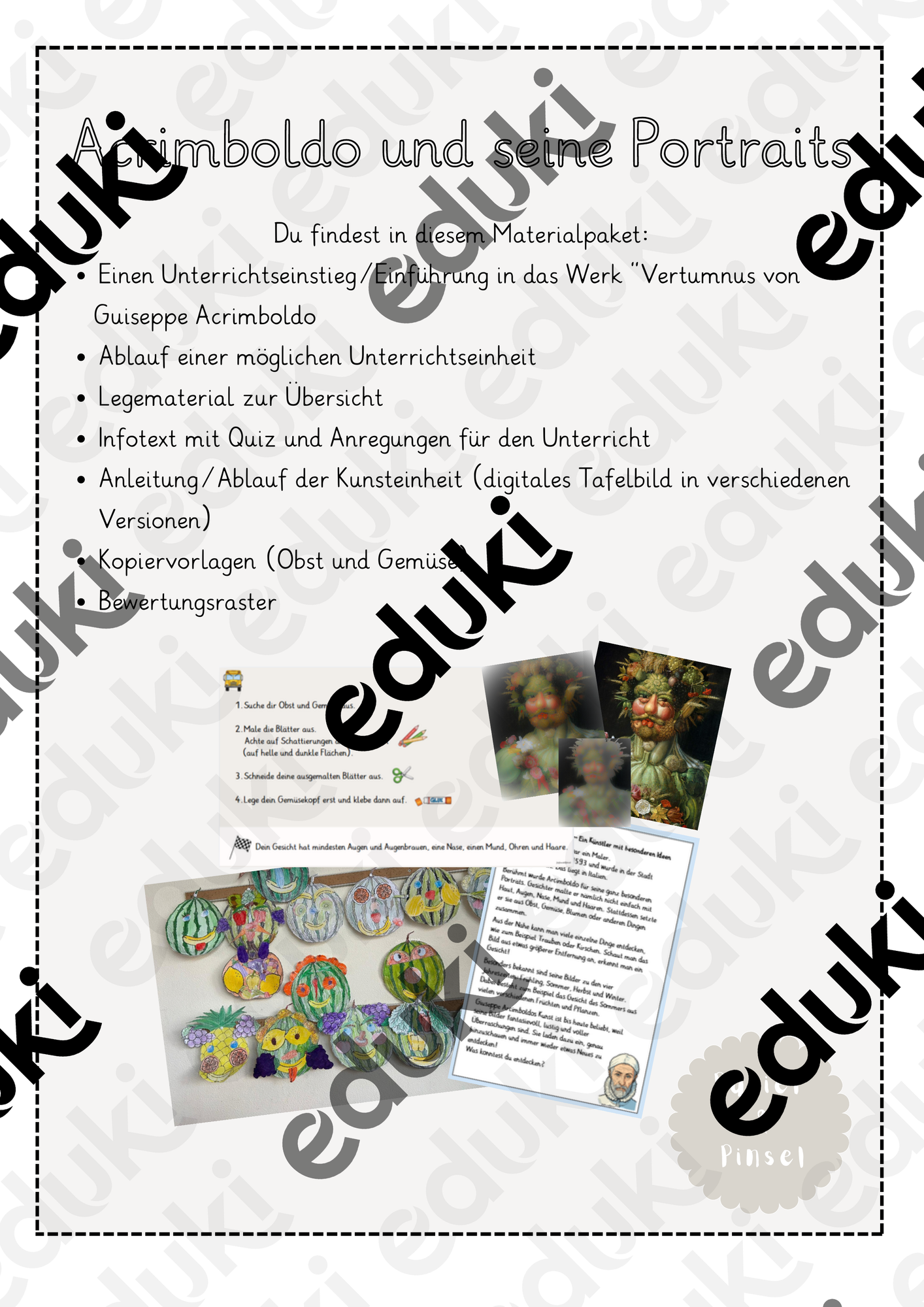Obst- und Gemüsegesichter nach Acrimboldo – Unterrichtsmaterial im Fach ...
