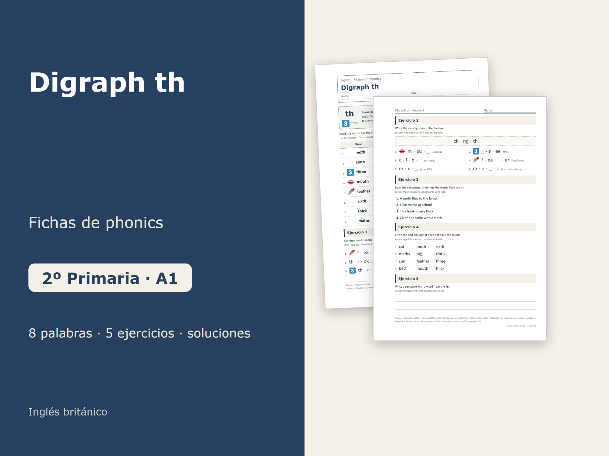 Digraph th – Fichas de phonics 2º Primaria - material de la siguiente ...