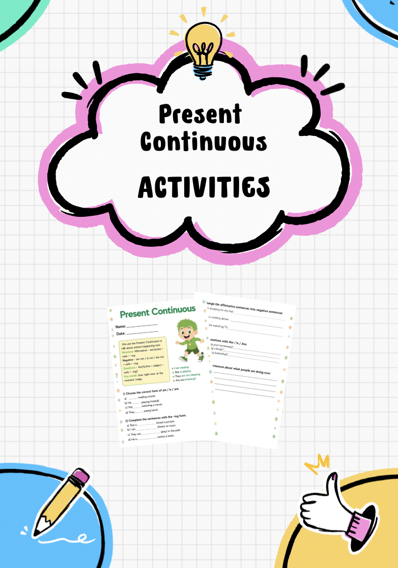 Is Making Present Progressive Present Continuous Activities Practice - material de la siguiente ...