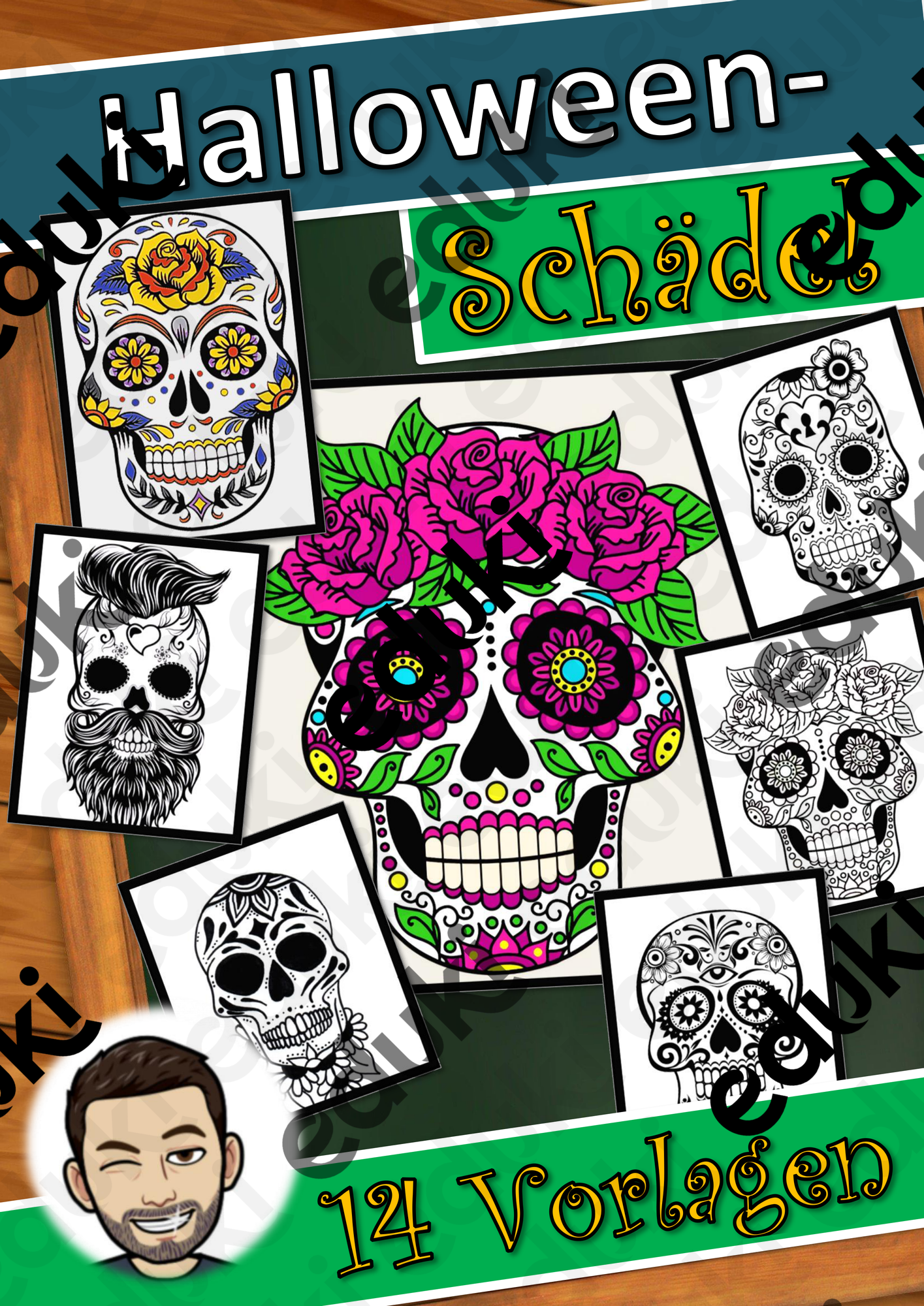 Halloween-Schädel - Kunst - Tag der Toten - Día de Muertos