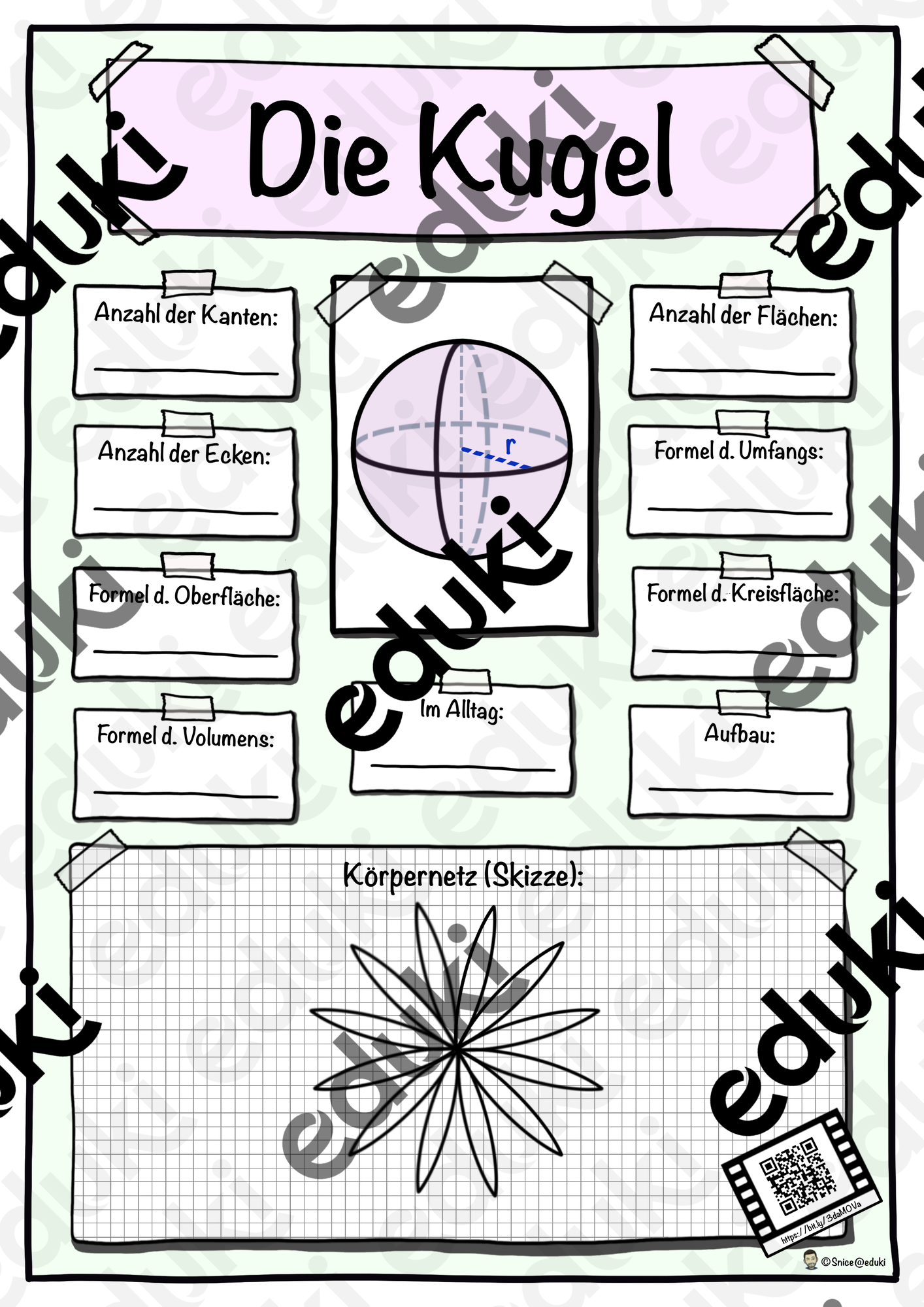 Geometrische Körper - Steckbrief Kugel - Mathe - Geometrie - Differenziert