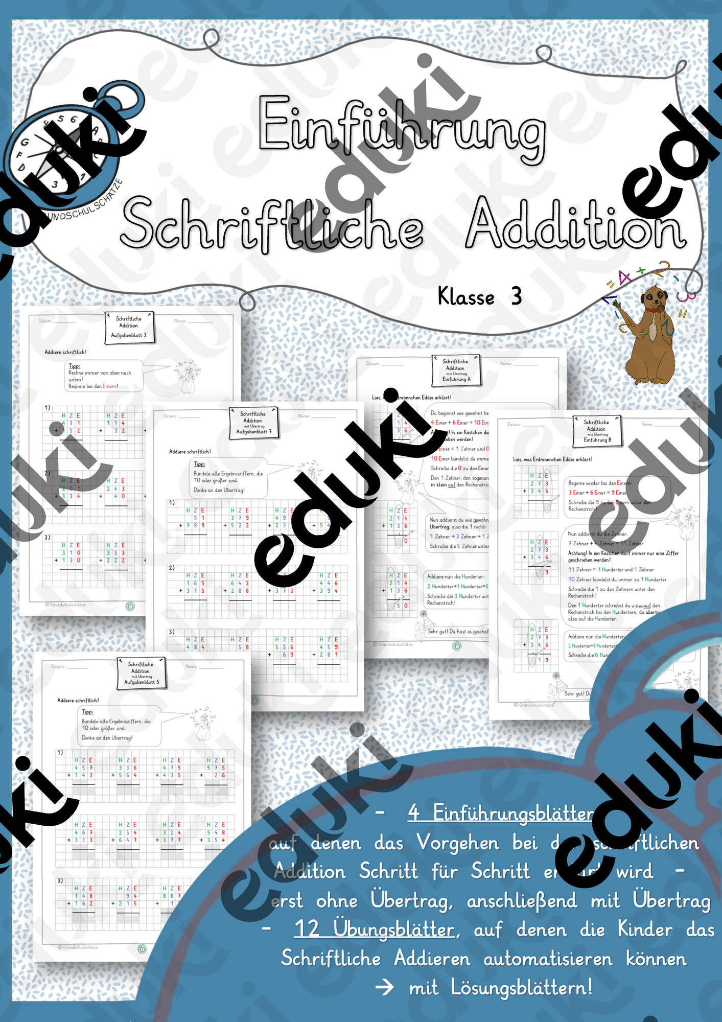 Einführung Schriftliche Addition Arbeitsblätter – Unterrichtsmaterial
