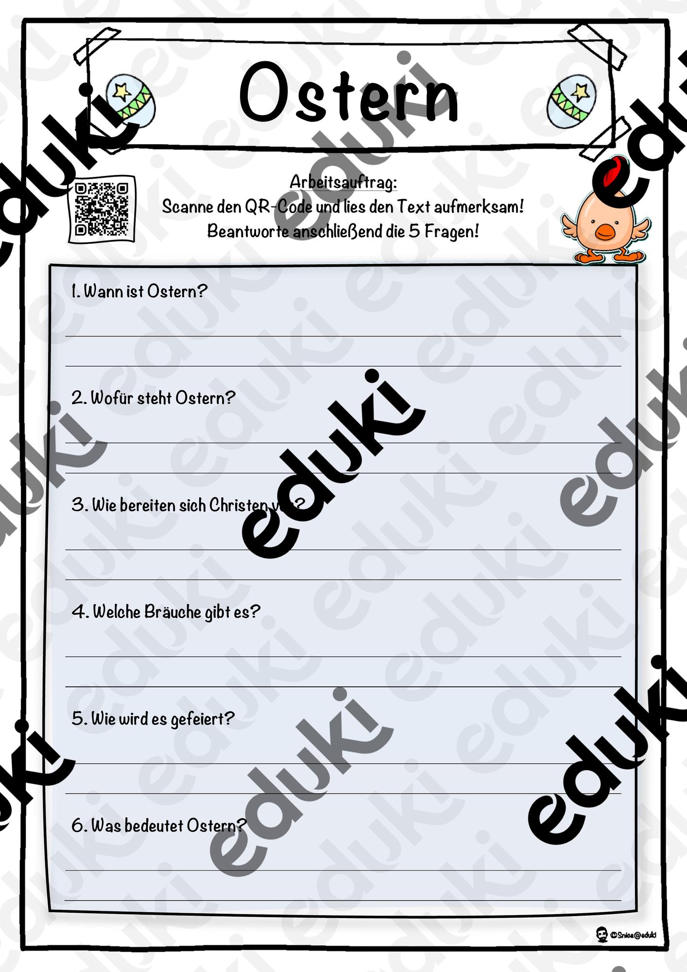Ostern Quiz mit Lösung (Textverstehen)