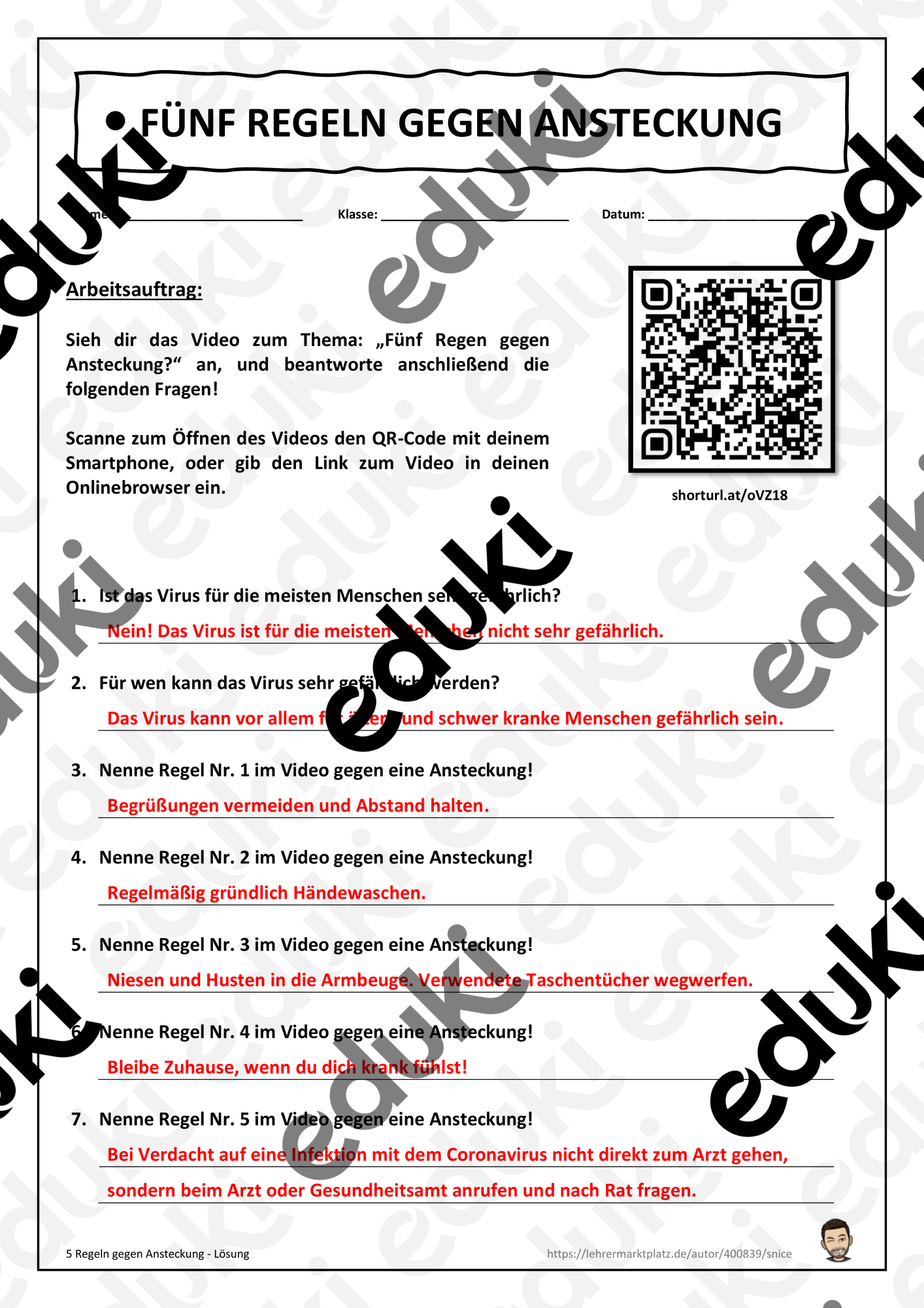 5 Regeln gegen Ansteckung - Homeschooling