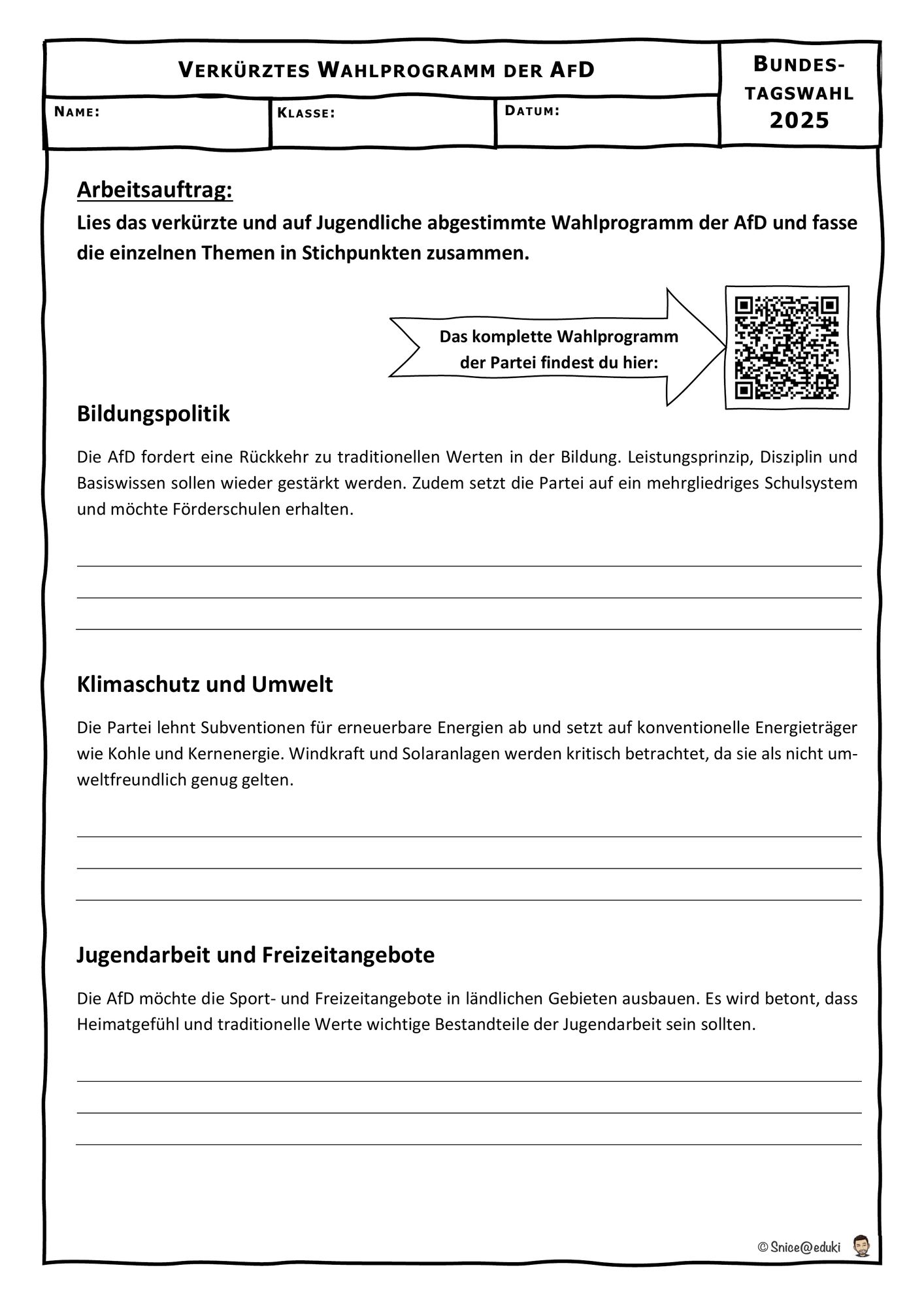 Bundestagswahl - Wahlprogramm der AFD