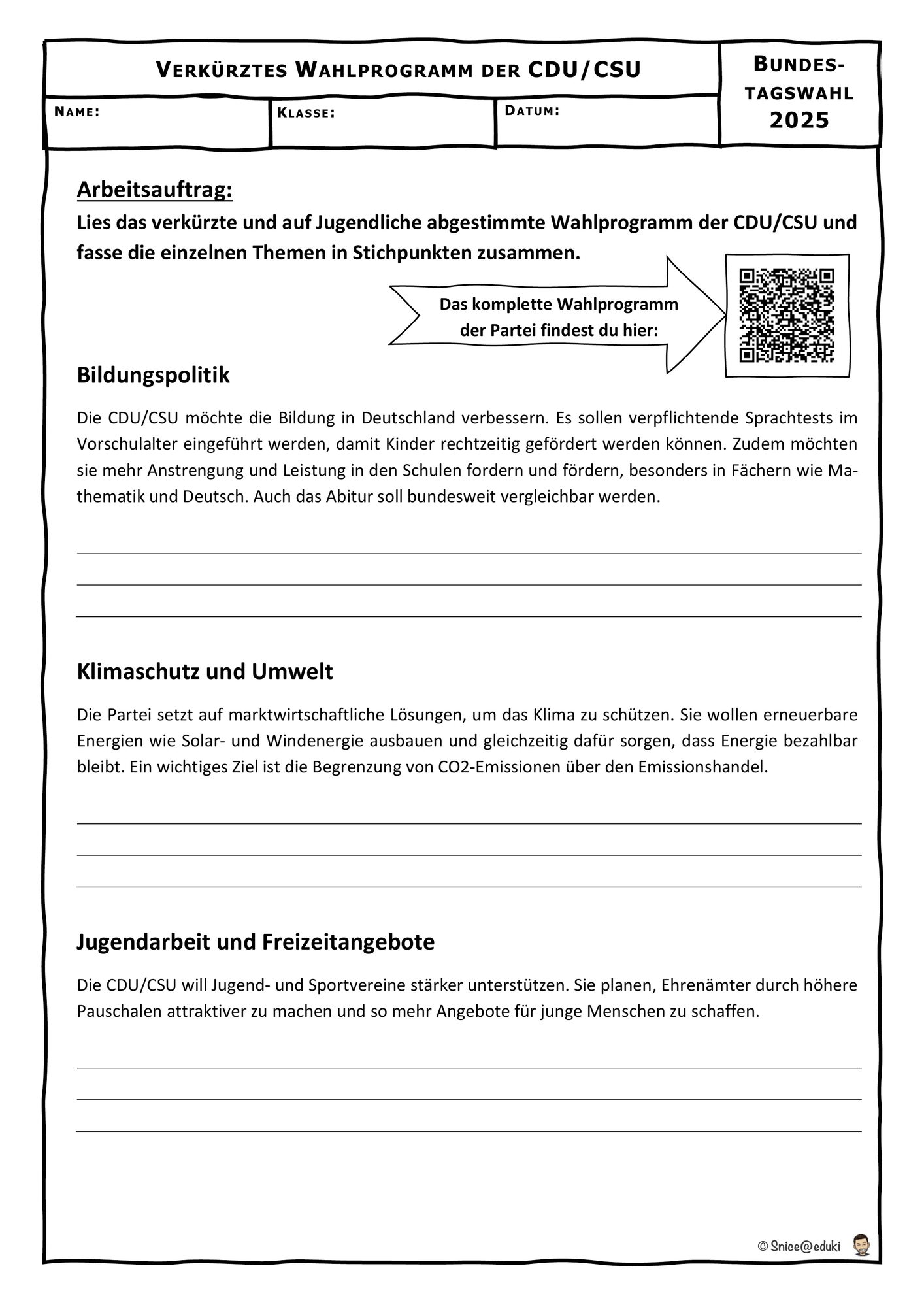 Bundestagswahl - Wahlprogramm der CDU-CSU