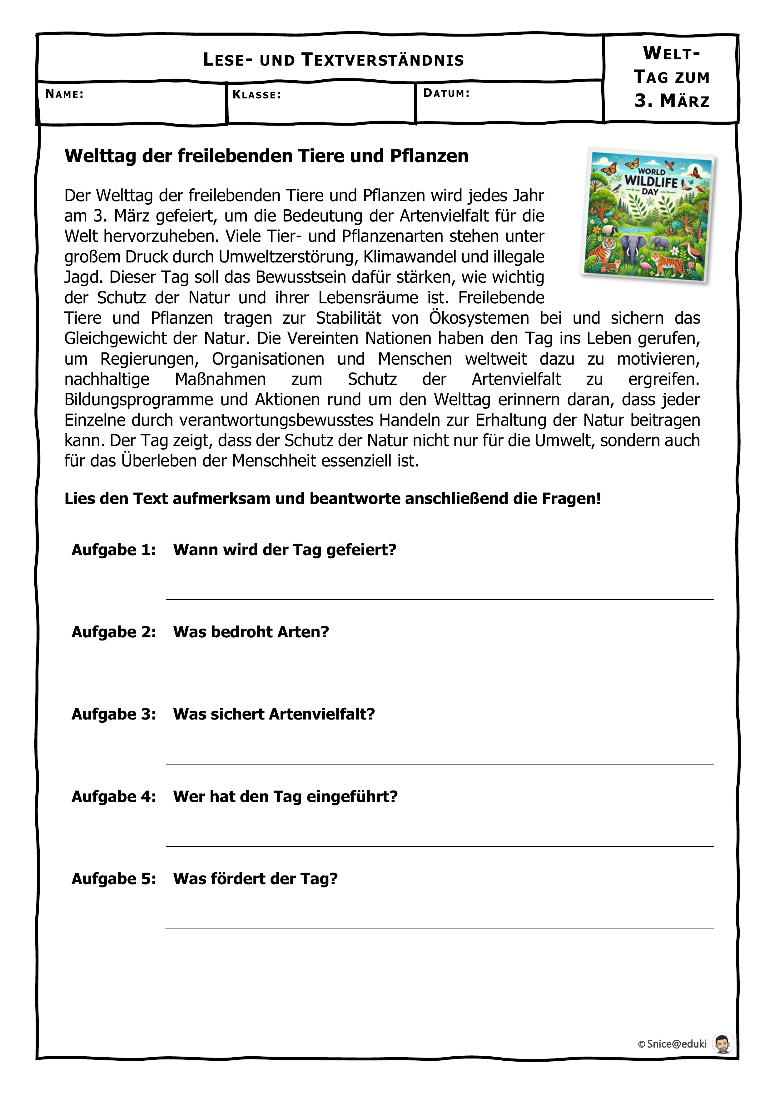 03-03 Welttag der freilebenden Tiere und Pflanzen