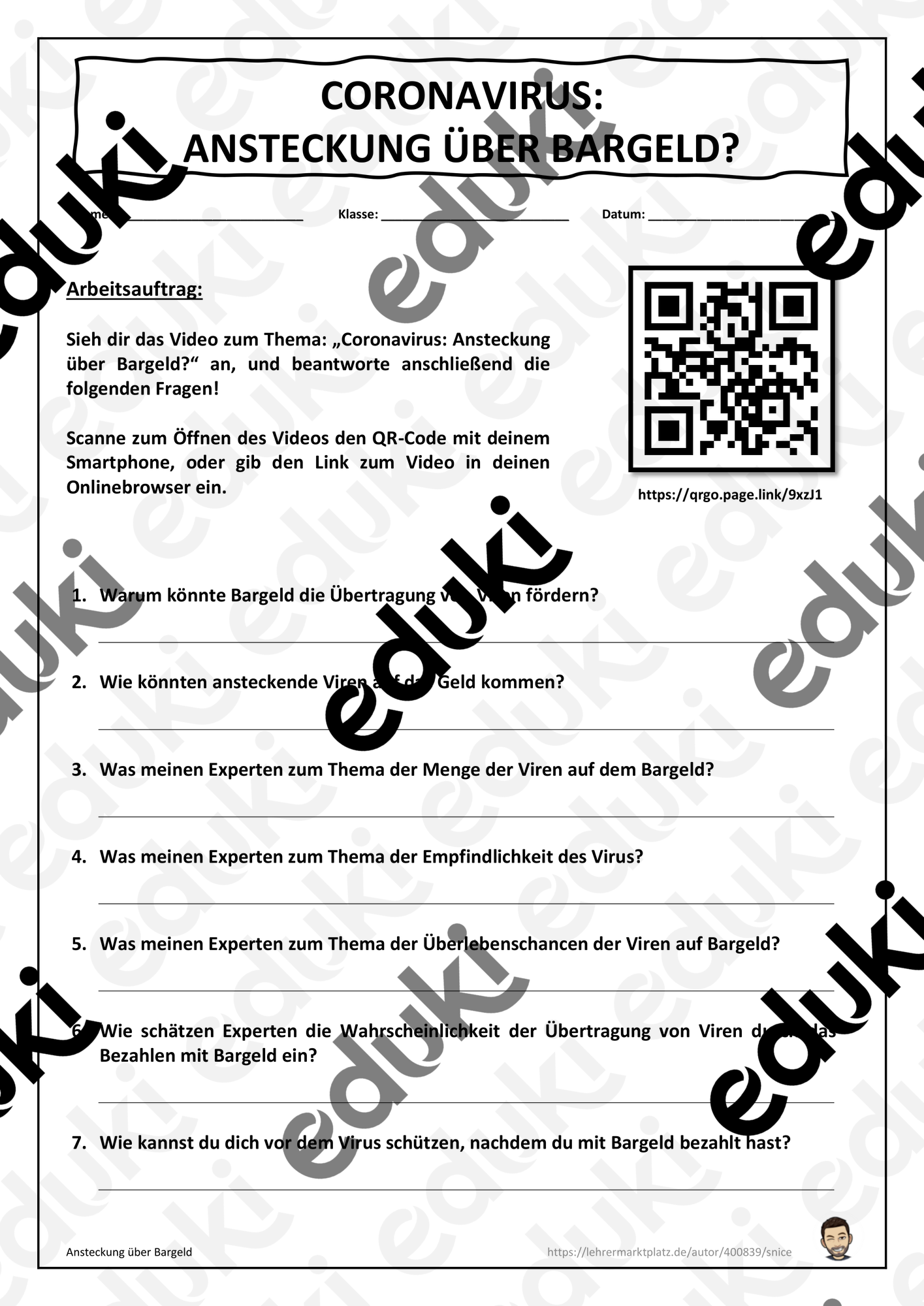 Coronavirus - Ansteckung über Bargeld? - Homeschooling