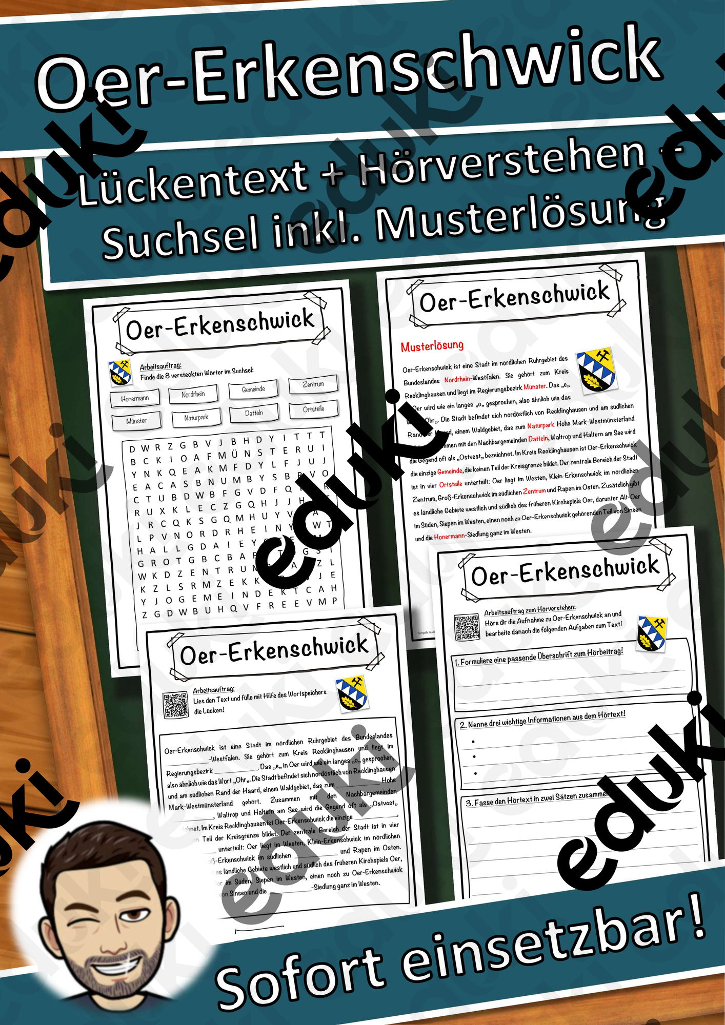 Oer-Erkenschwick Lückentext mit Wortspeicher Hörverstehen und Suchsel