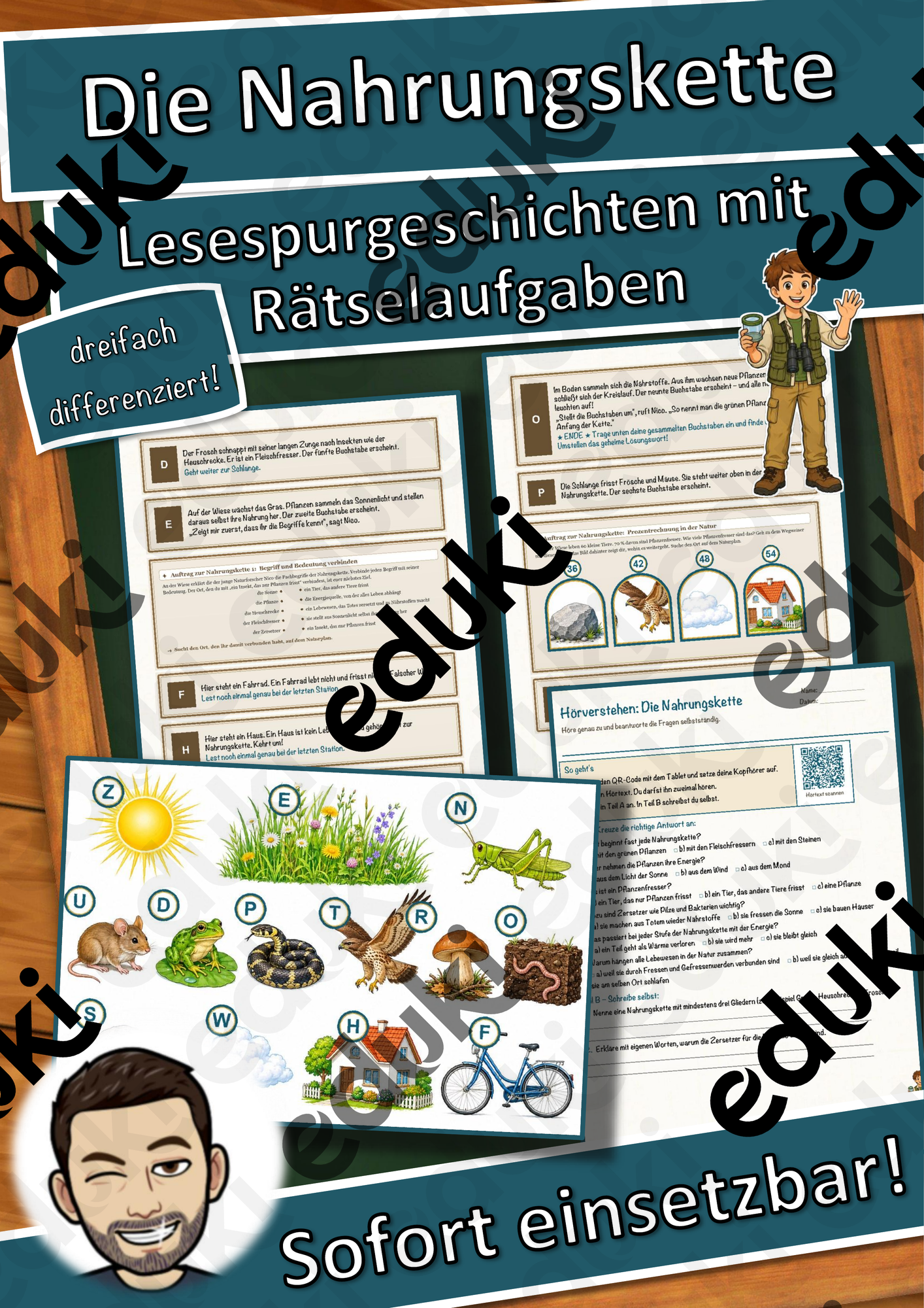 Die Nahrungskette – Lesespurgeschichte mit Rätselaufgaben (Klasse 7)