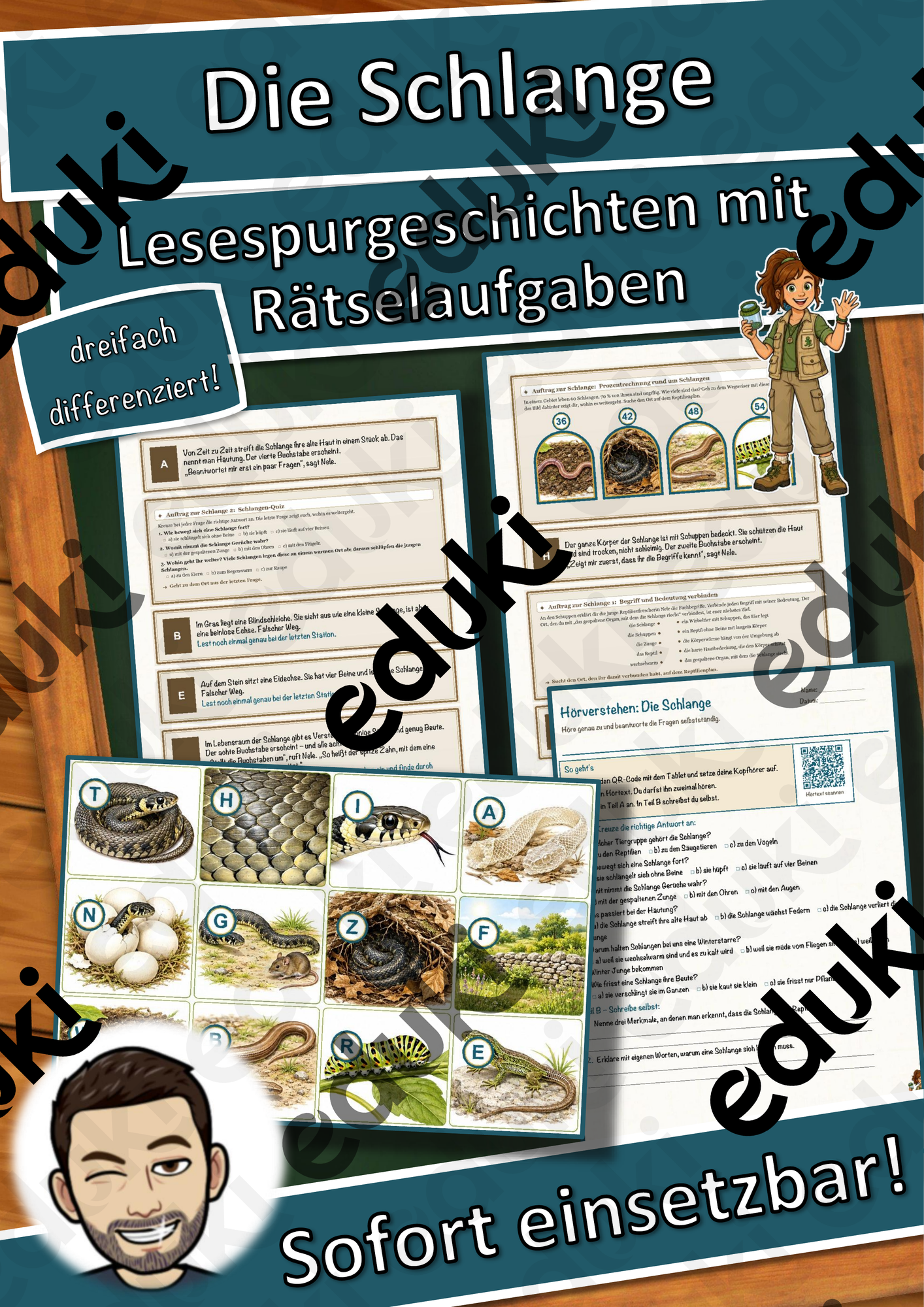 Die Schlange – Lesespurgeschichte mit Rätselaufgaben (Klasse 7)