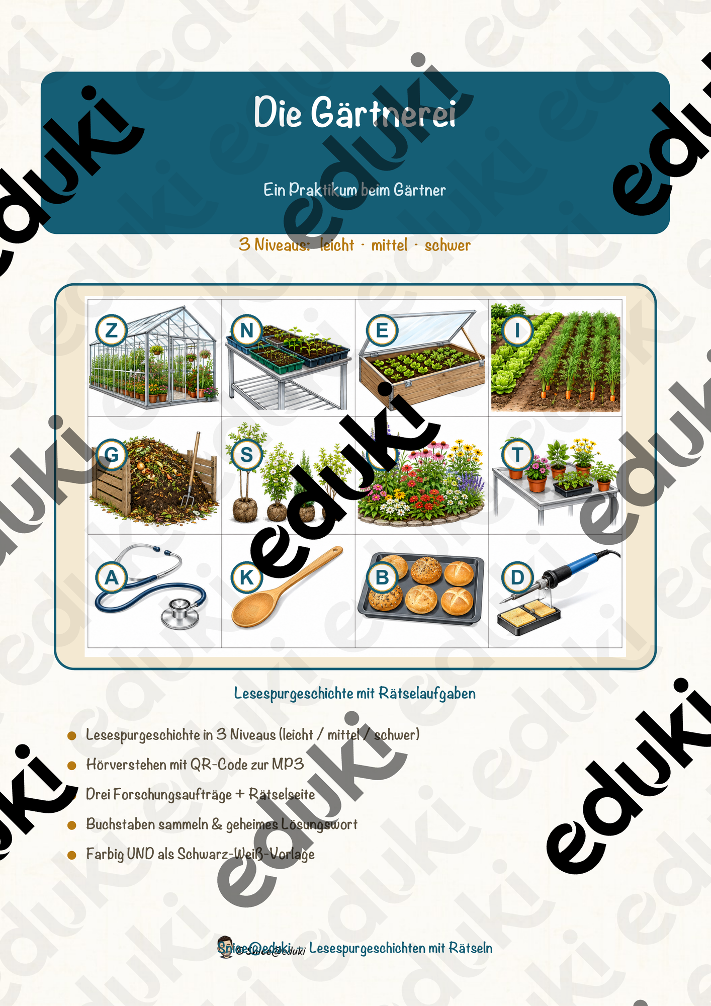 Die Gärtnerei – Ein Praktikum beim Gärtner – Lesespurgeschichte mit Rätselaufgaben (Klasse 9)