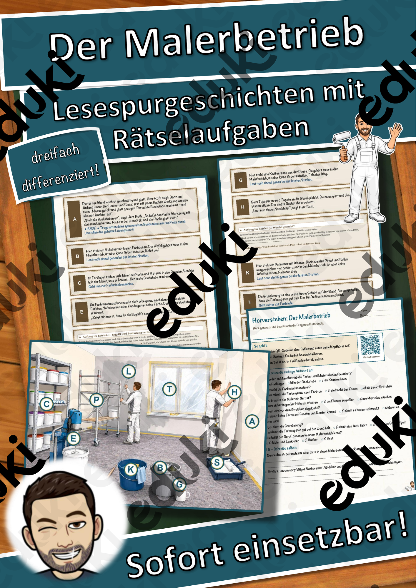 Der Malerbetrieb – Ein Praktikum beim Maler – Lesespurgeschichte mit Rätselaufgaben (Klasse 9)