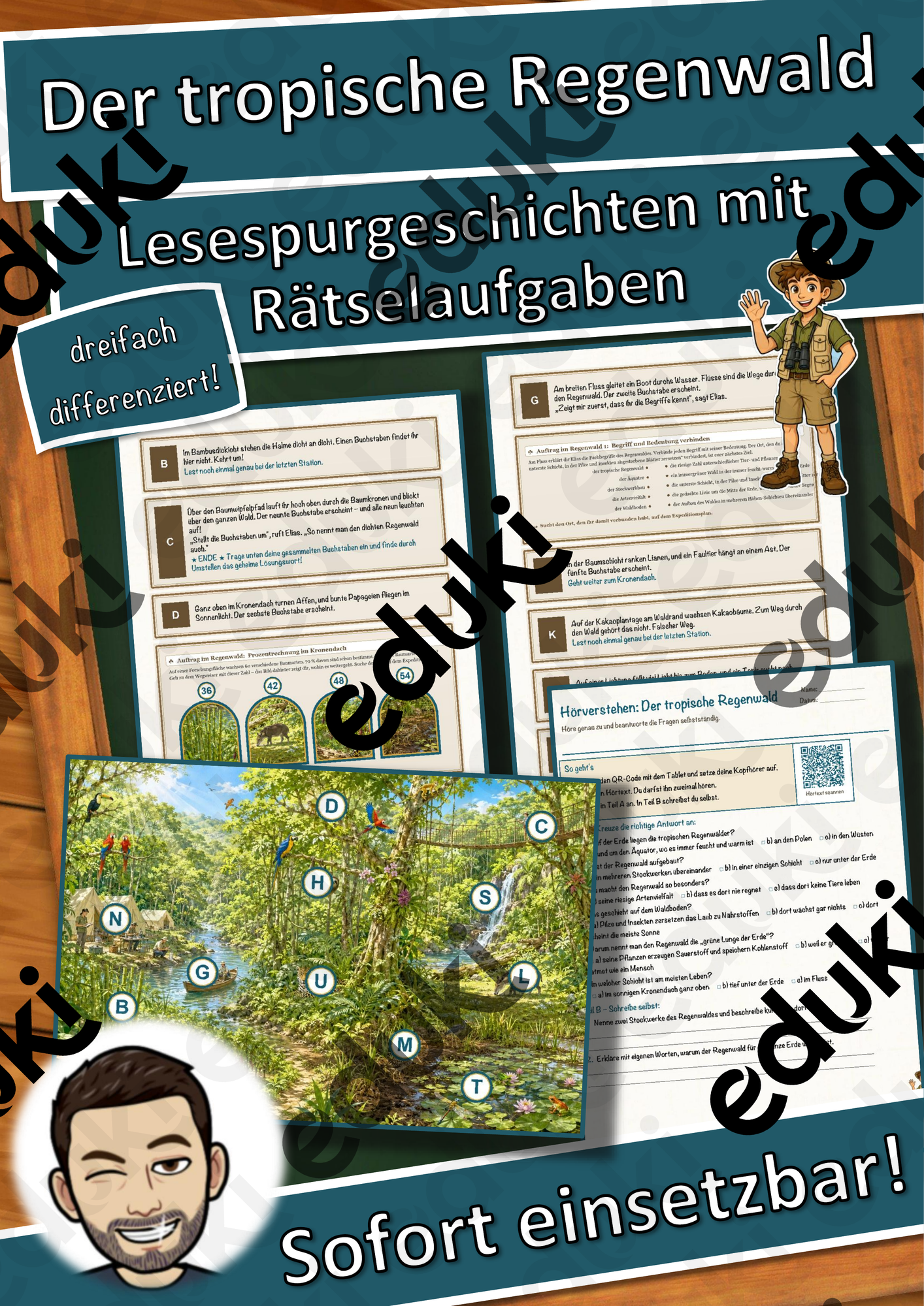 Der tropische Regenwald – Lesespurgeschichte mit Rätselaufgaben (Klasse 7)