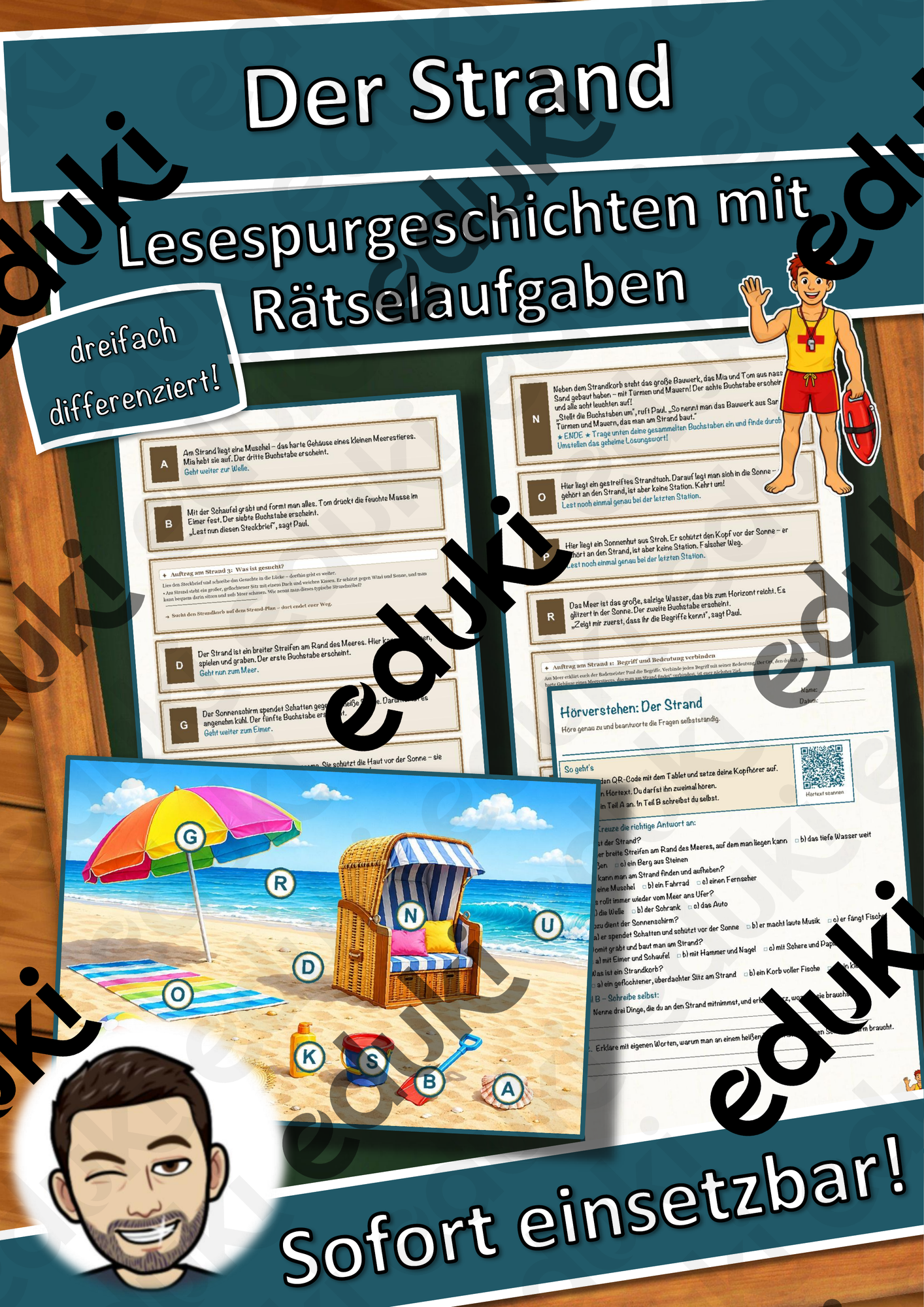 Der Strand – Ein Tag am Meer – Lesespurgeschichte mit Rätselaufgaben (Klasse 5)