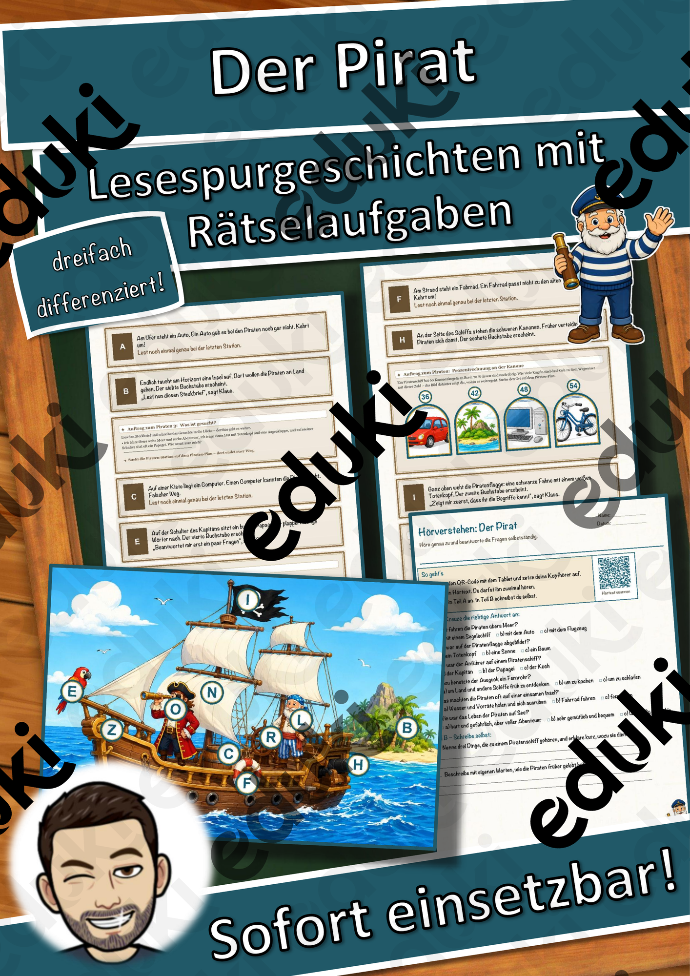 Der Pirat – Ein Abenteuer auf hoher See – Lesespurgeschichte mit Rätselaufgaben (Klasse 5)