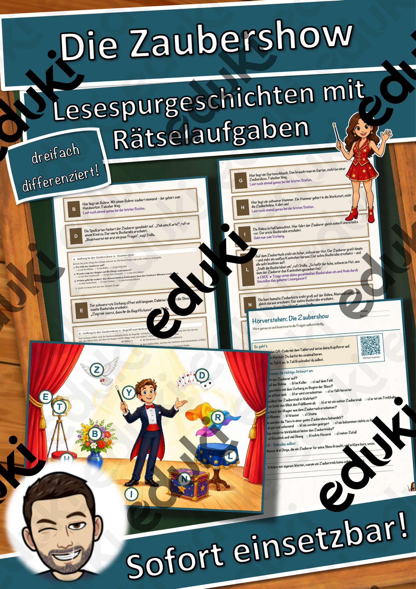 Die Zaubershow – Hinter den Kulissen der Magie – Lesespurgeschichte mit Rätselaufgaben (Klasse 5)