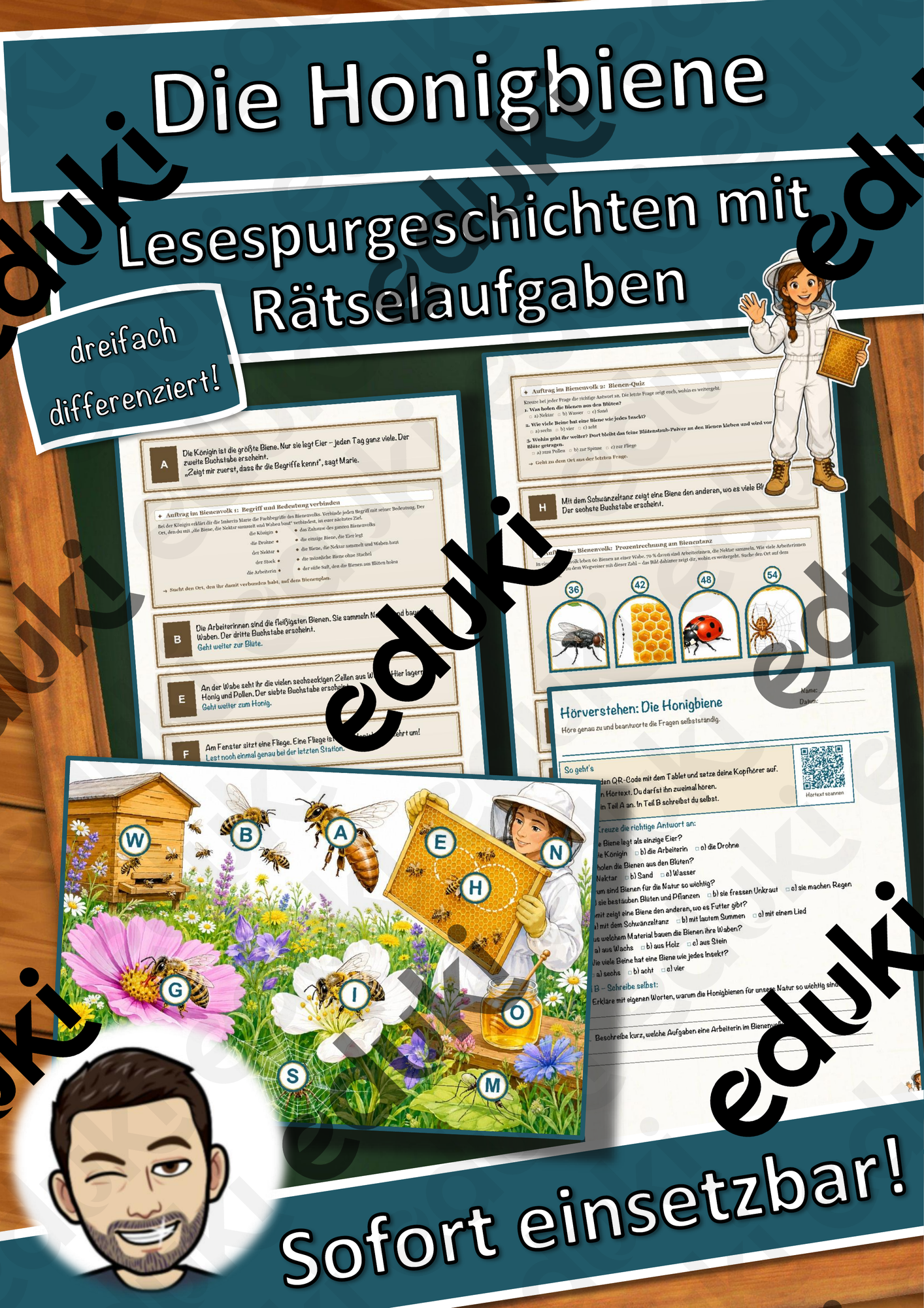Die Honigbiene – Lesespurgeschichte mit Rätselaufgaben (Klasse 7)