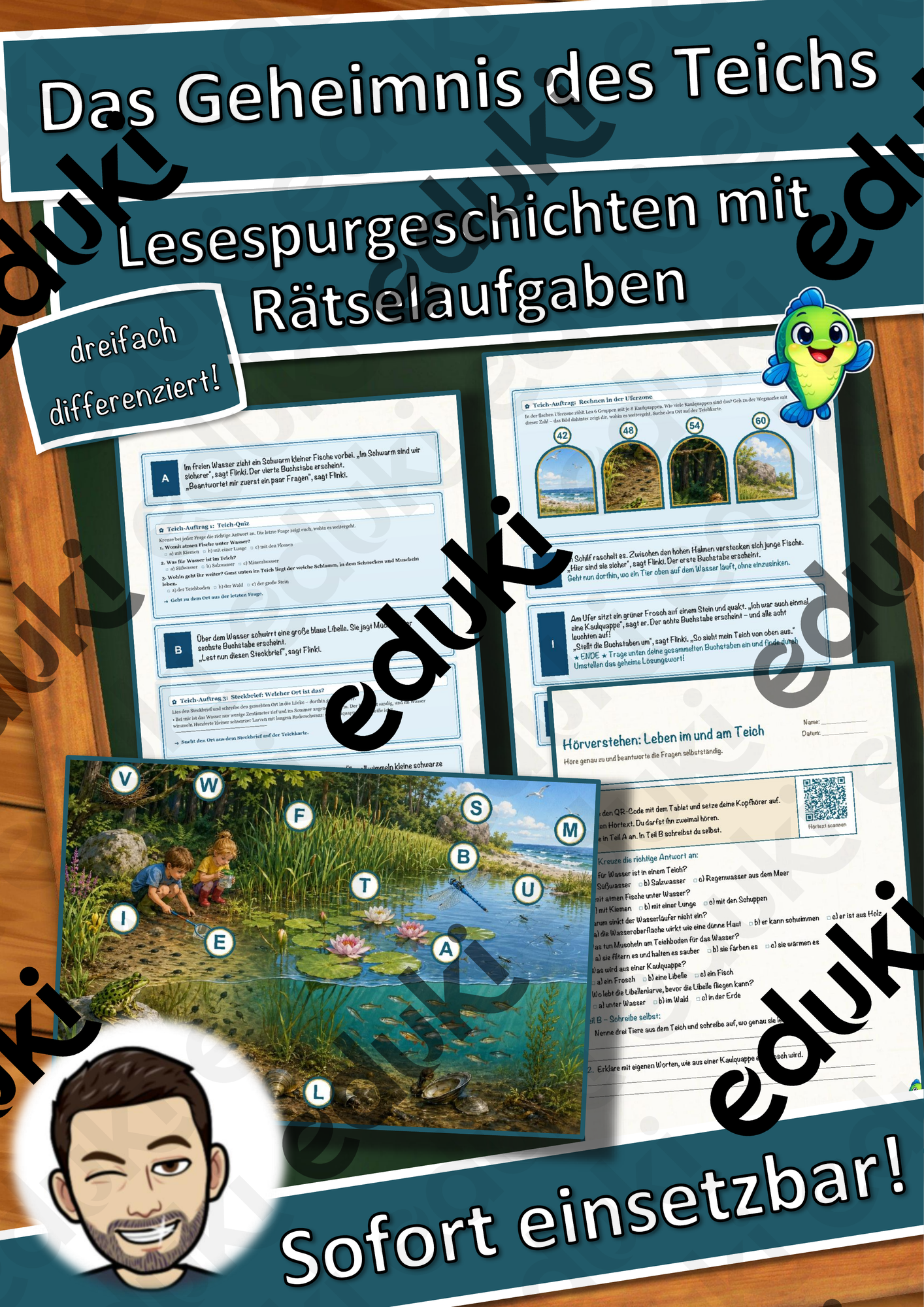 Das Geheimnis des Teichs – Lesespurgeschichte mit Rätselaufgaben (Klasse 5)