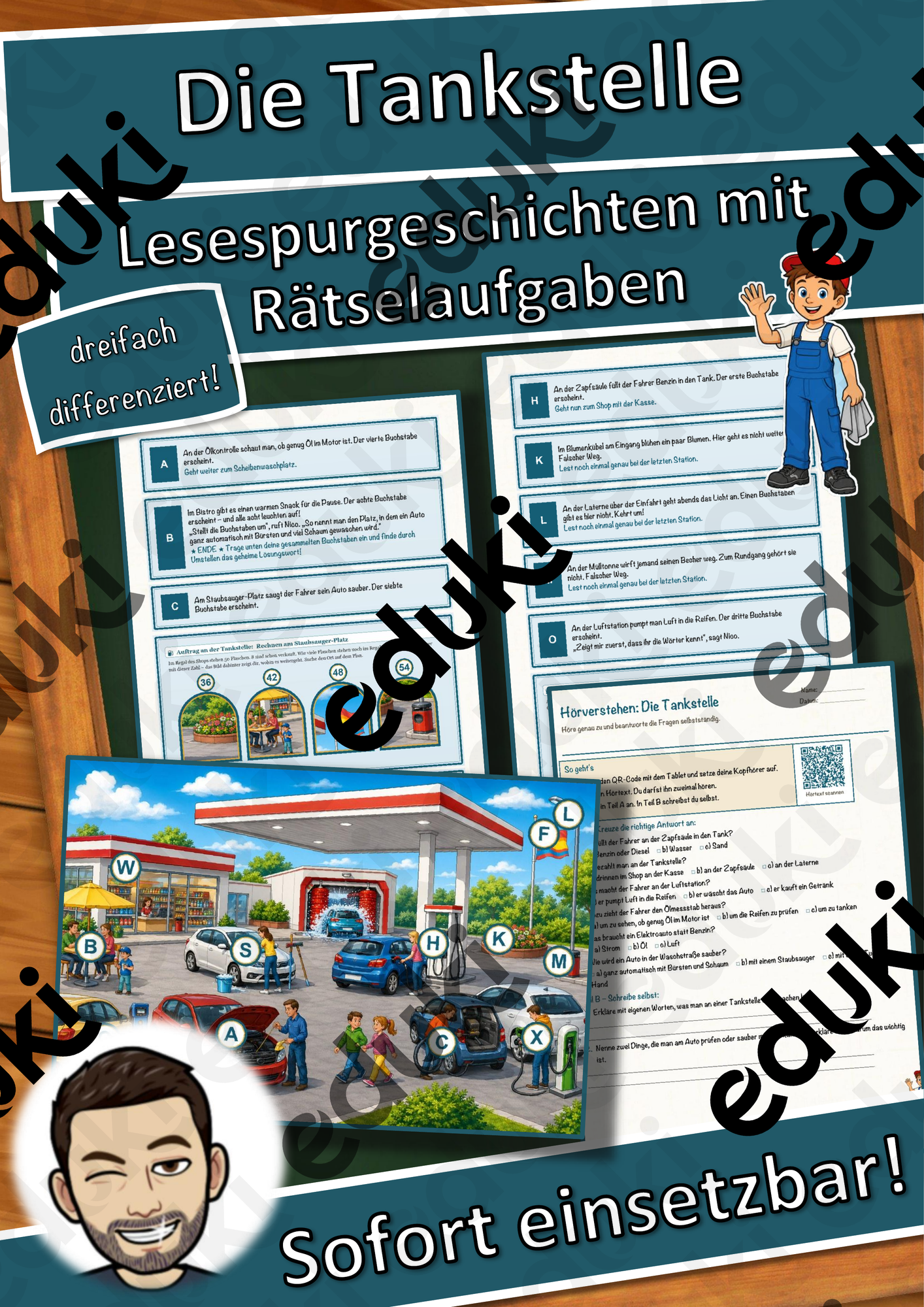 Die Tankstelle – Lesespurgeschichte mit Rätselaufgaben (Klasse 4)