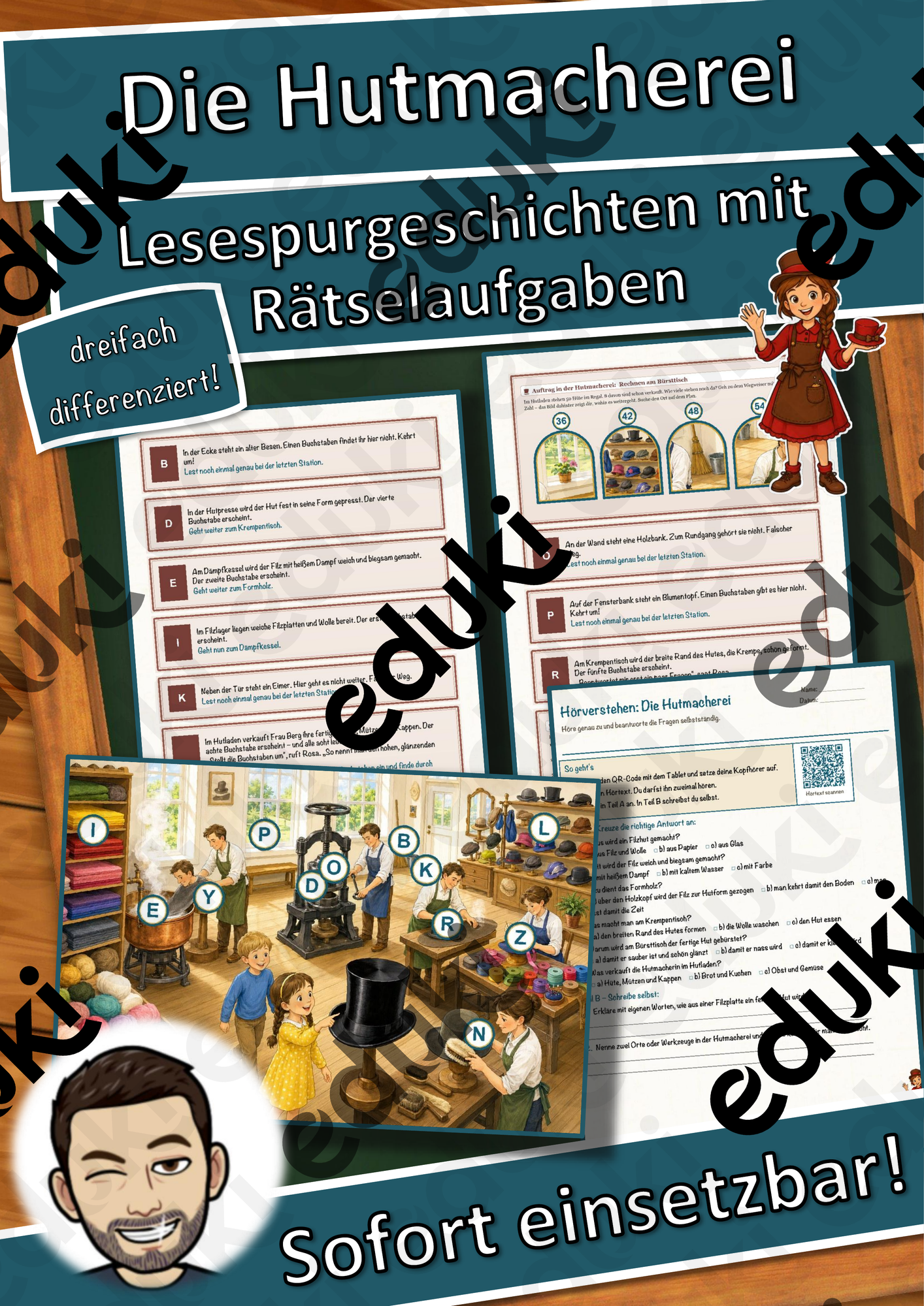 Die Hutmacherei – Lesespurgeschichte mit Rätselaufgaben (Klasse 4)