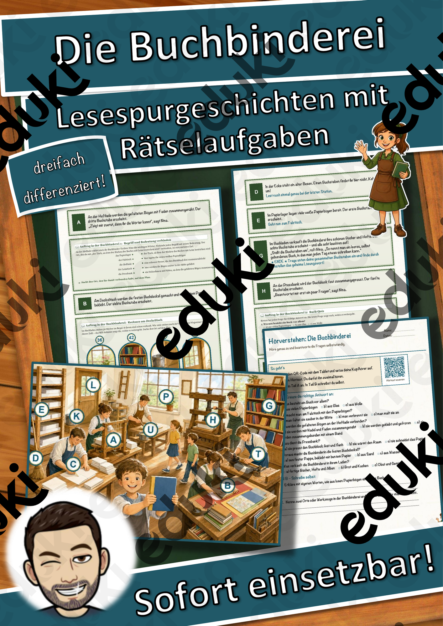 Die Buchbinderei – Lesespurgeschichte mit Rätselaufgaben (Klasse 4)
