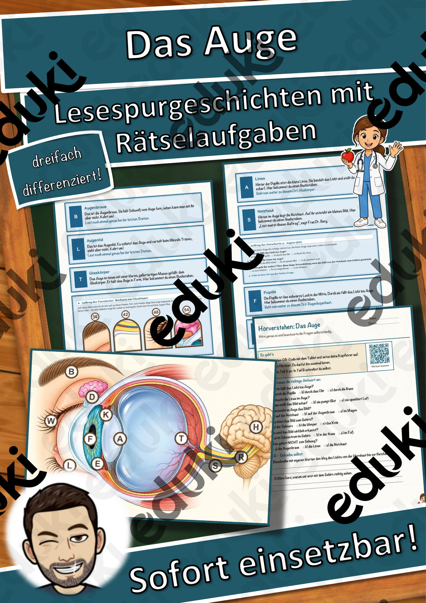 Das Auge – Lesespurgeschichte mit Rätselaufgaben (Klasse 7)