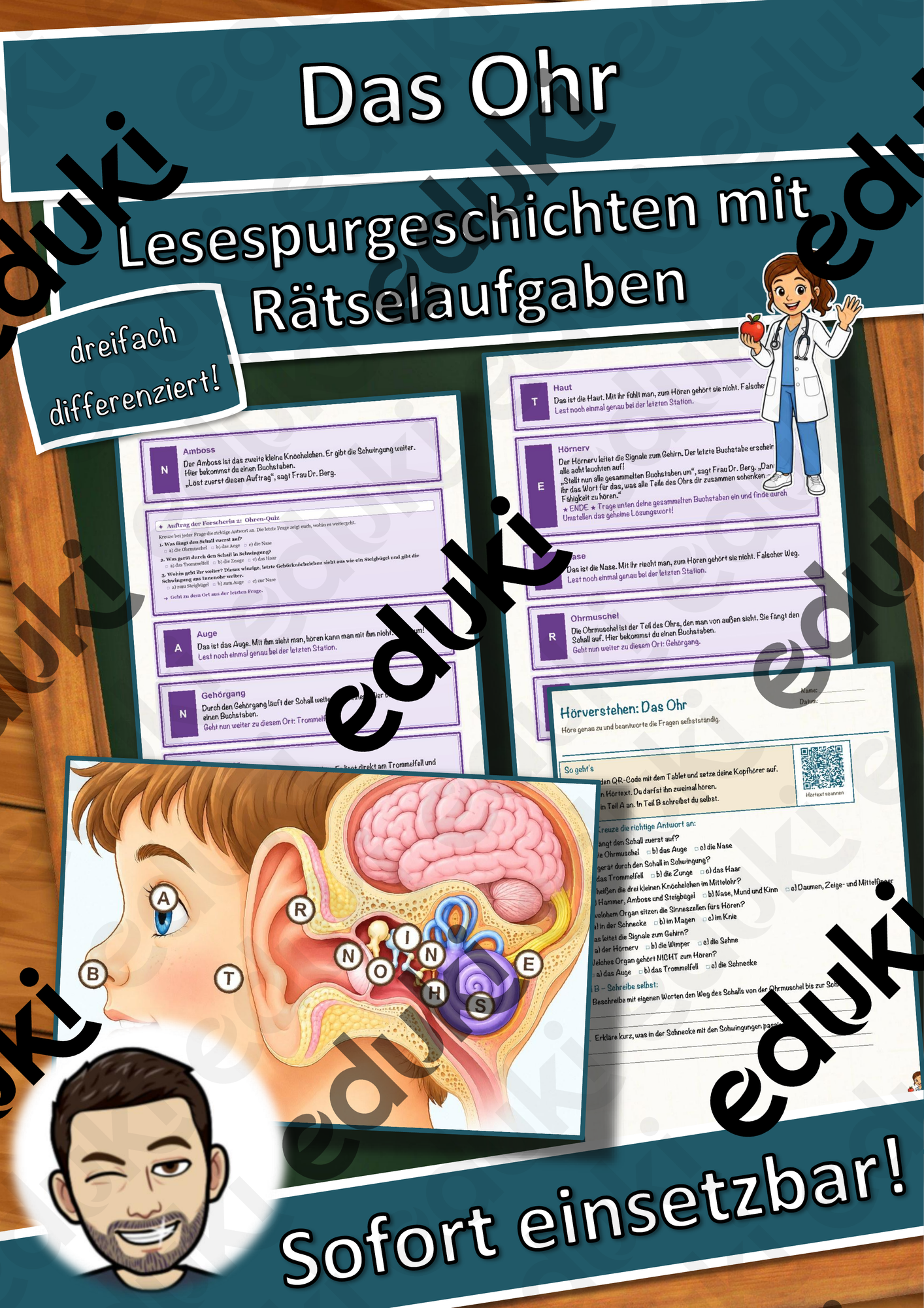 Das Ohr – Lesespurgeschichte mit Rätselaufgaben (Klasse 7)