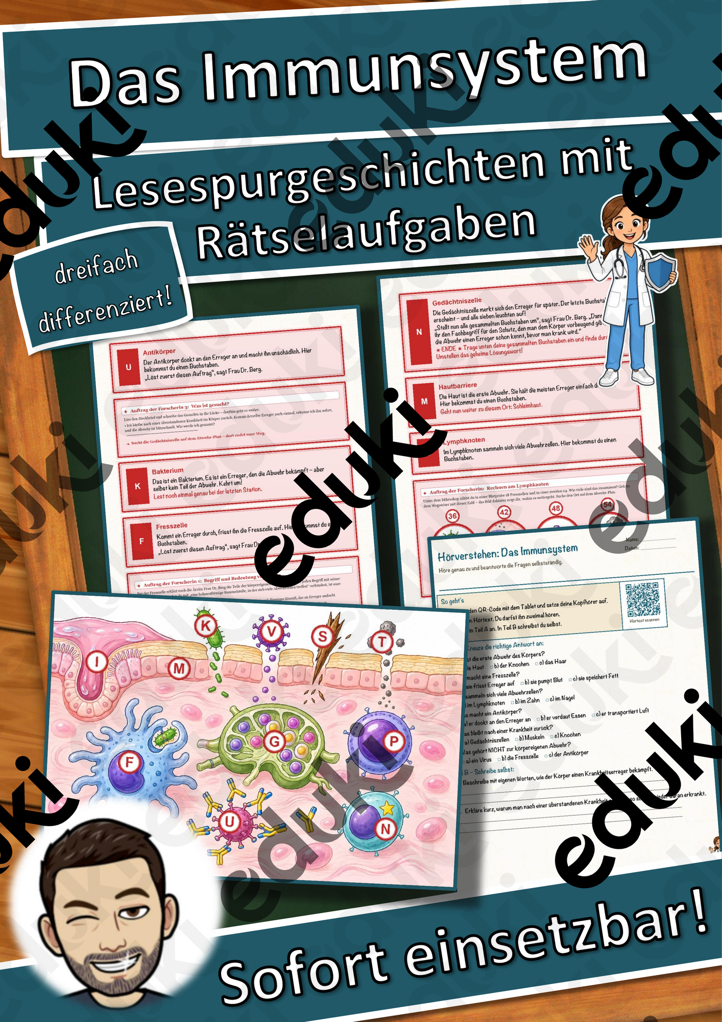 Das Immunsystem – Lesespurgeschichte mit Rätselaufgaben (Klasse 8)