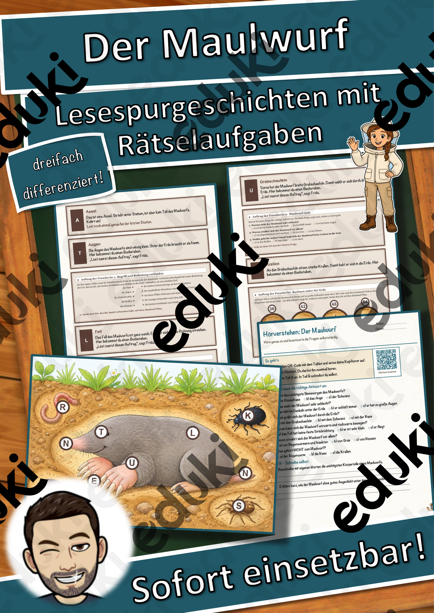 Der Maulwurf – Lesespurgeschichte mit Rätselaufgaben (Klasse 5)