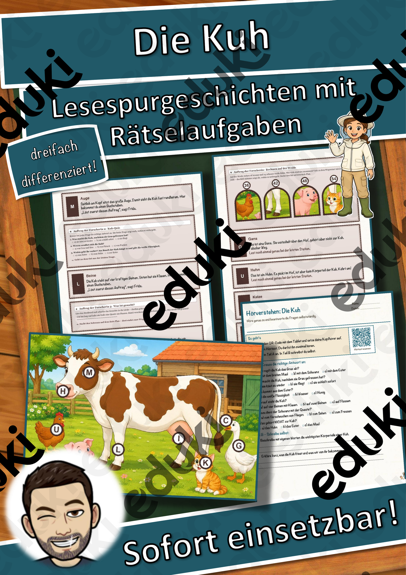 Die Kuh – Lesespurgeschichte mit Rätselaufgaben (Klasse 5)