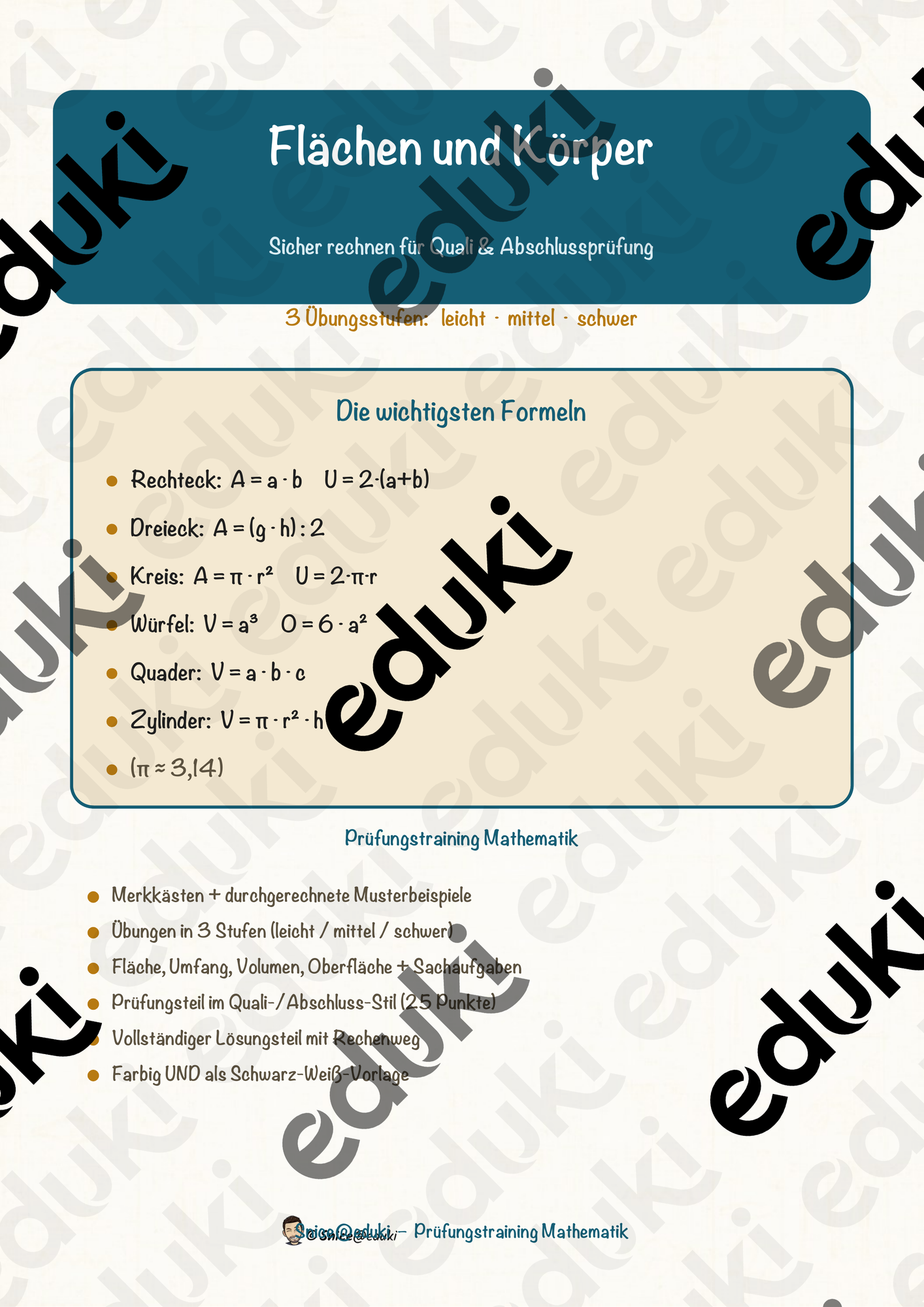 Flächen und Körper – Prüfungstraining Mathematik (Klasse 8)