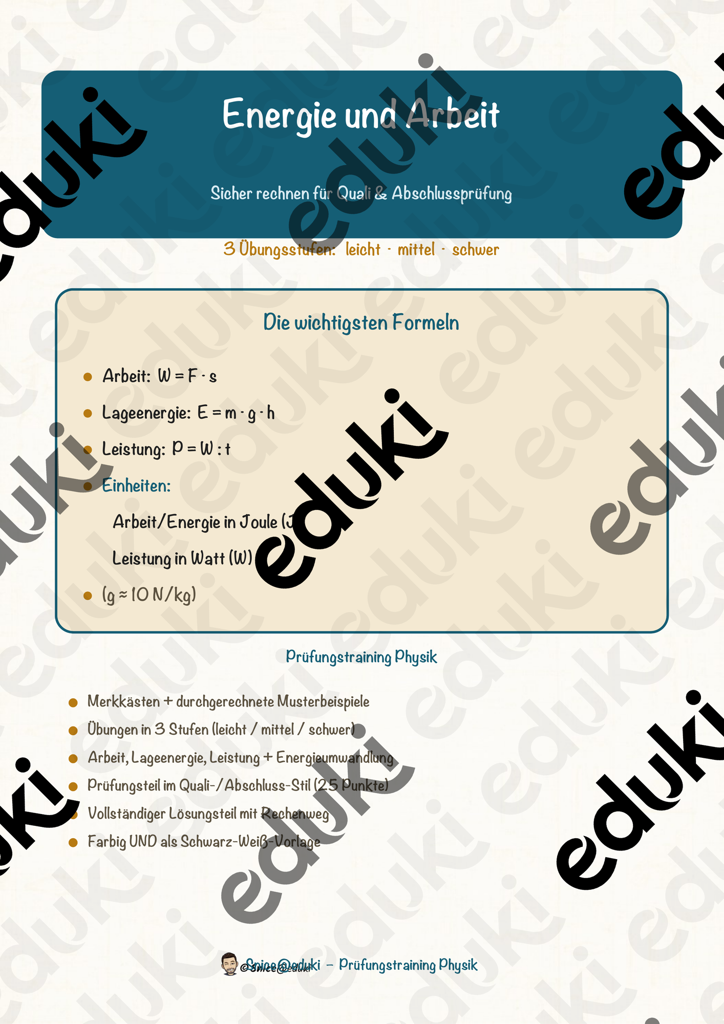 Energie und Arbeit – Prüfungstraining Physik (Klasse 9)