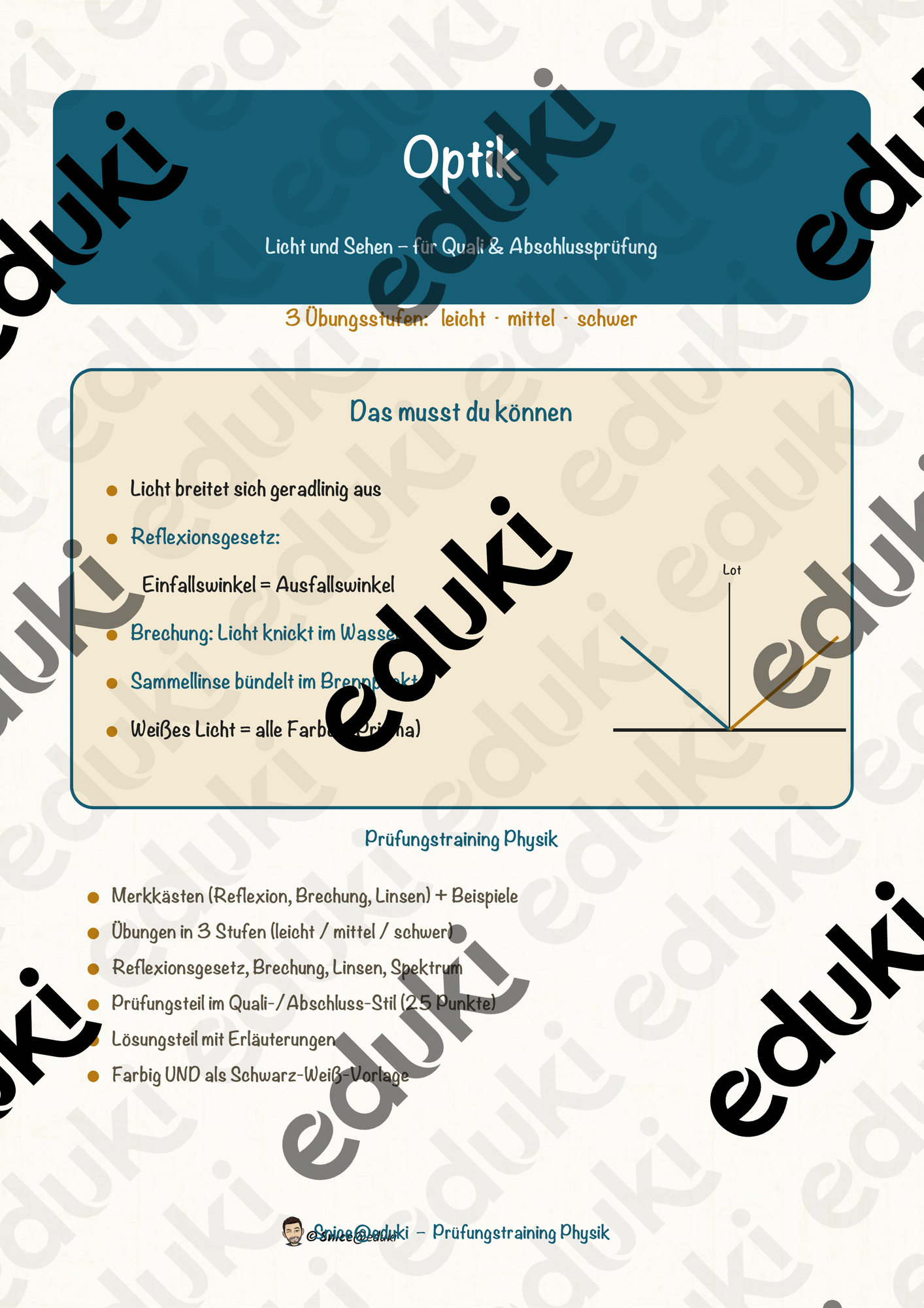 Optik – Licht und Sehen – Prüfungstraining Physik (Klasse 8)