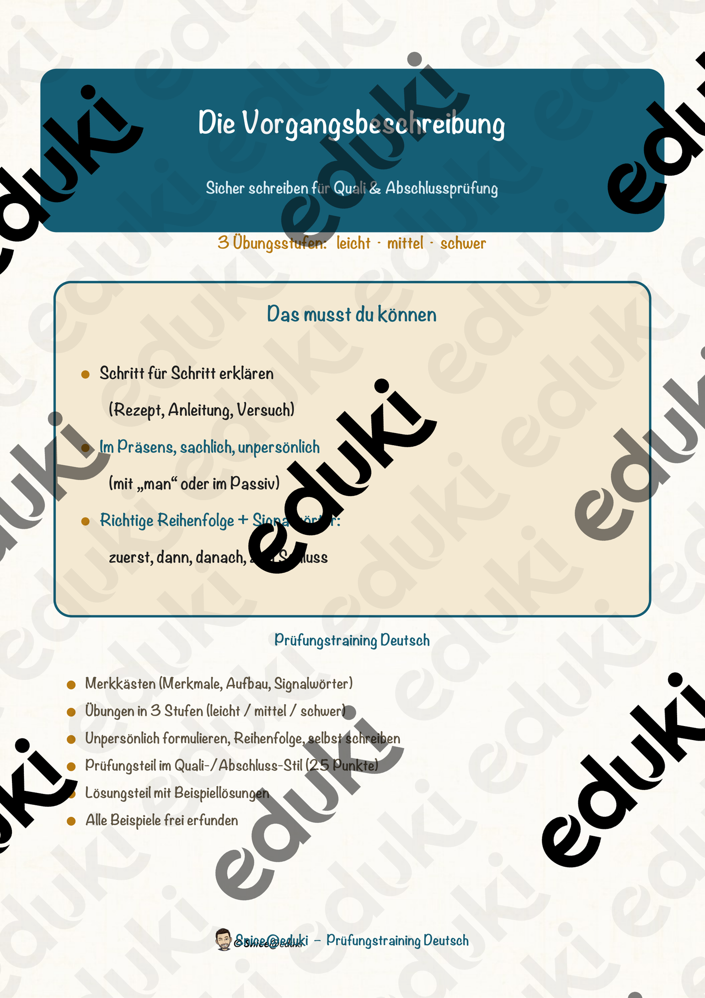 Die Vorgangsbeschreibung – Prüfungstraining Deutsch (Klasse 8)
