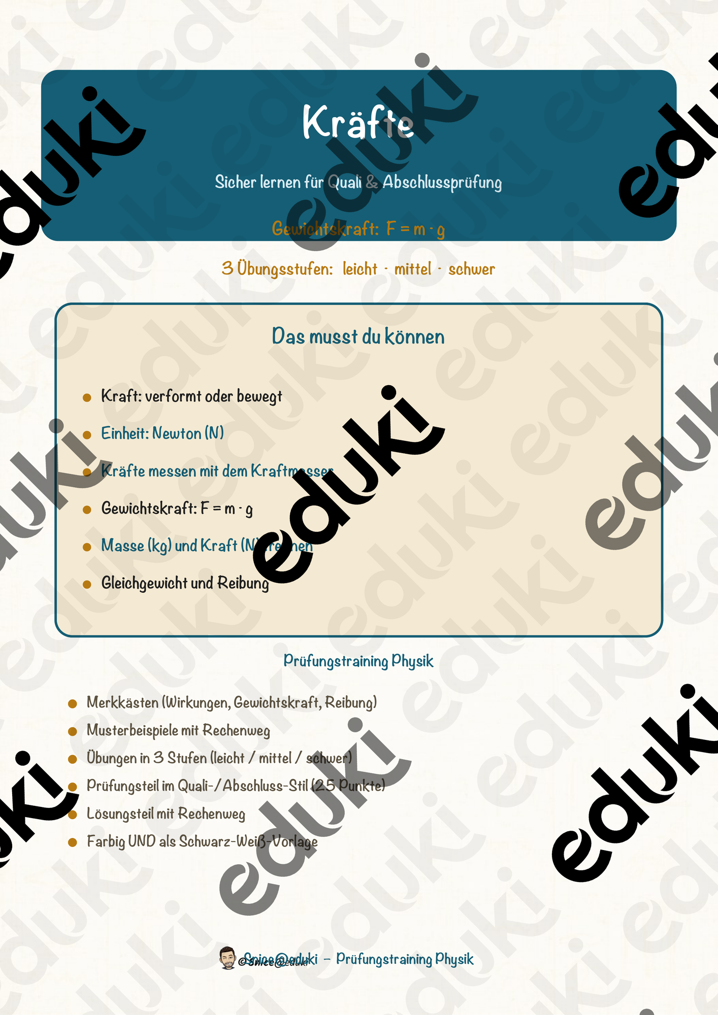 Kräfte – Prüfungstraining Physik (Klasse 8)