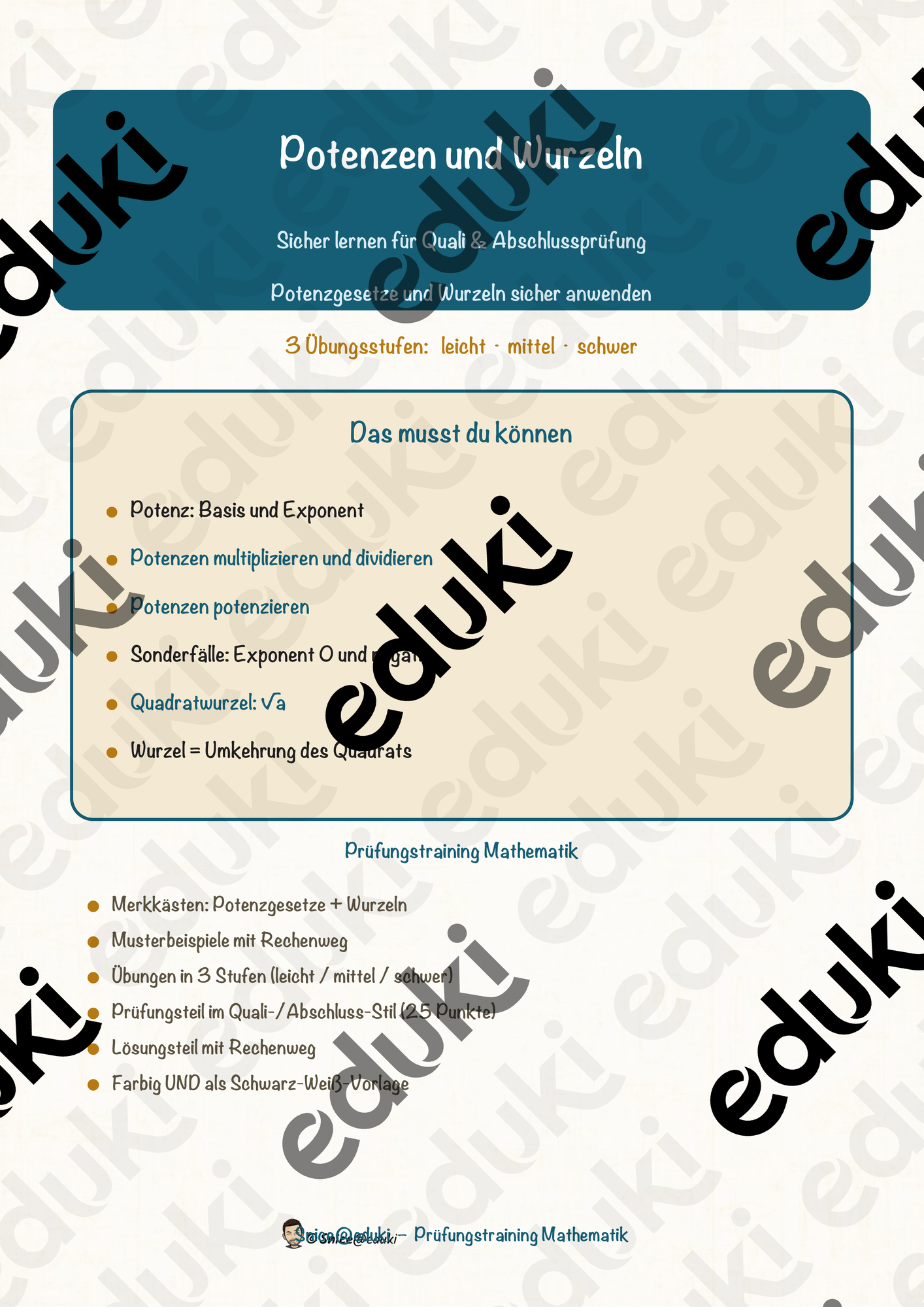 Potenzen und Wurzeln – Prüfungstraining Mathematik (Klasse 9)