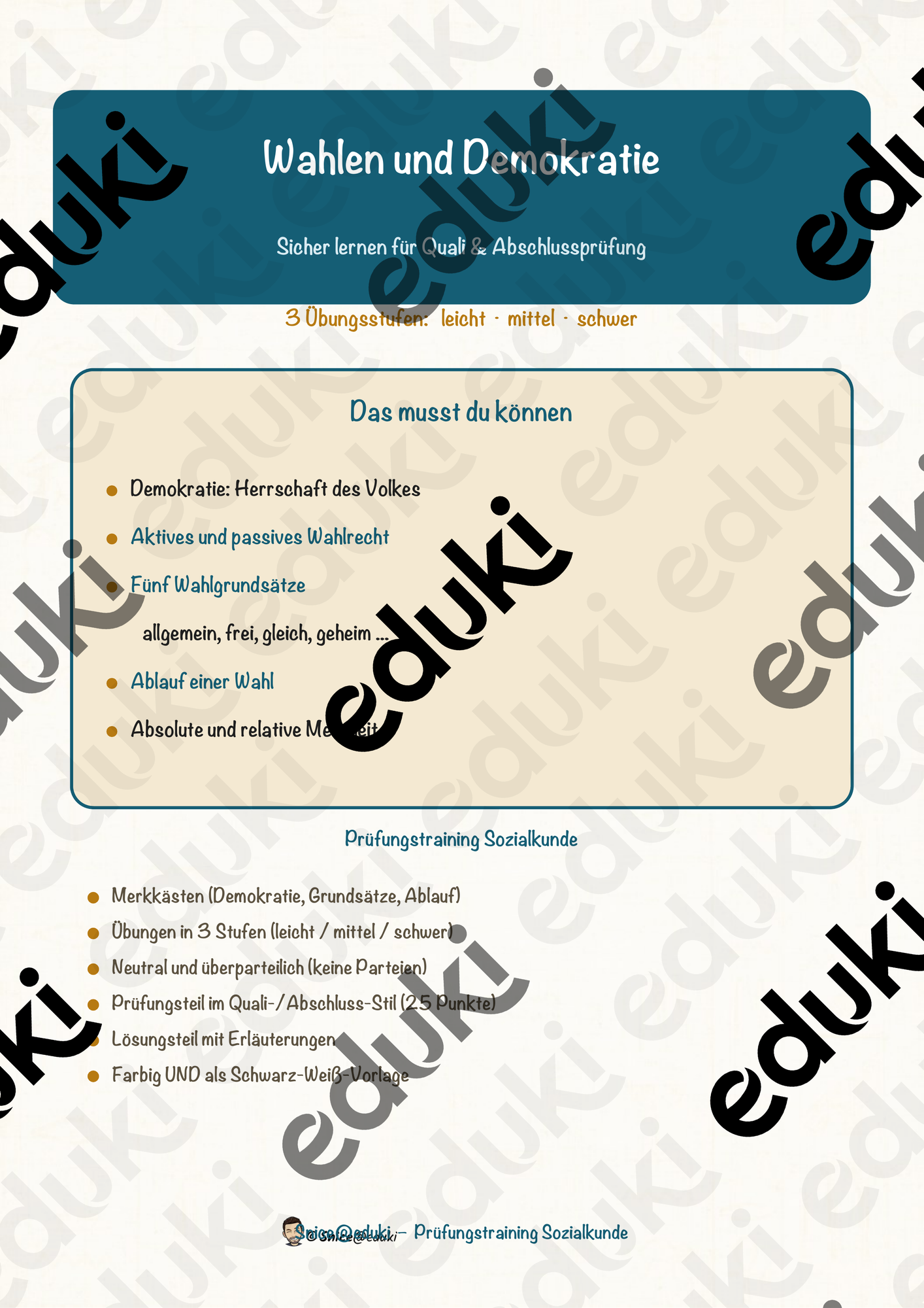 Wahlen und Demokratie – Prüfungstraining Sozialkunde (Klasse 9)