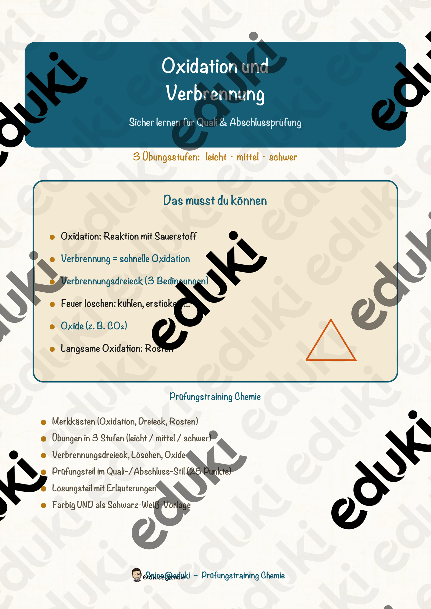 Oxidation und Verbrennung – Prüfungstraining Chemie (Klasse 8)