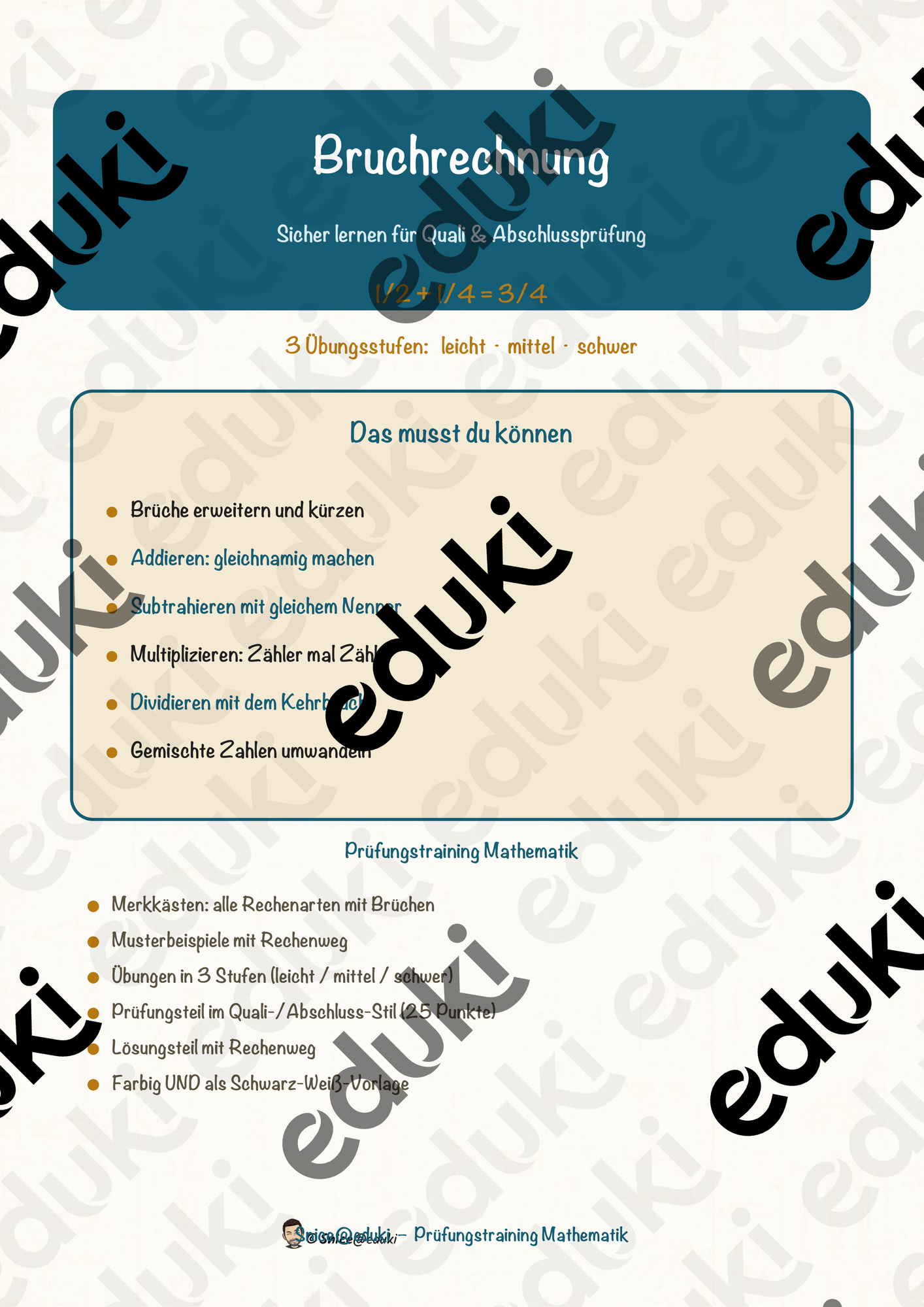 Bruchrechnung – Prüfungstraining Mathematik (Klasse 8)