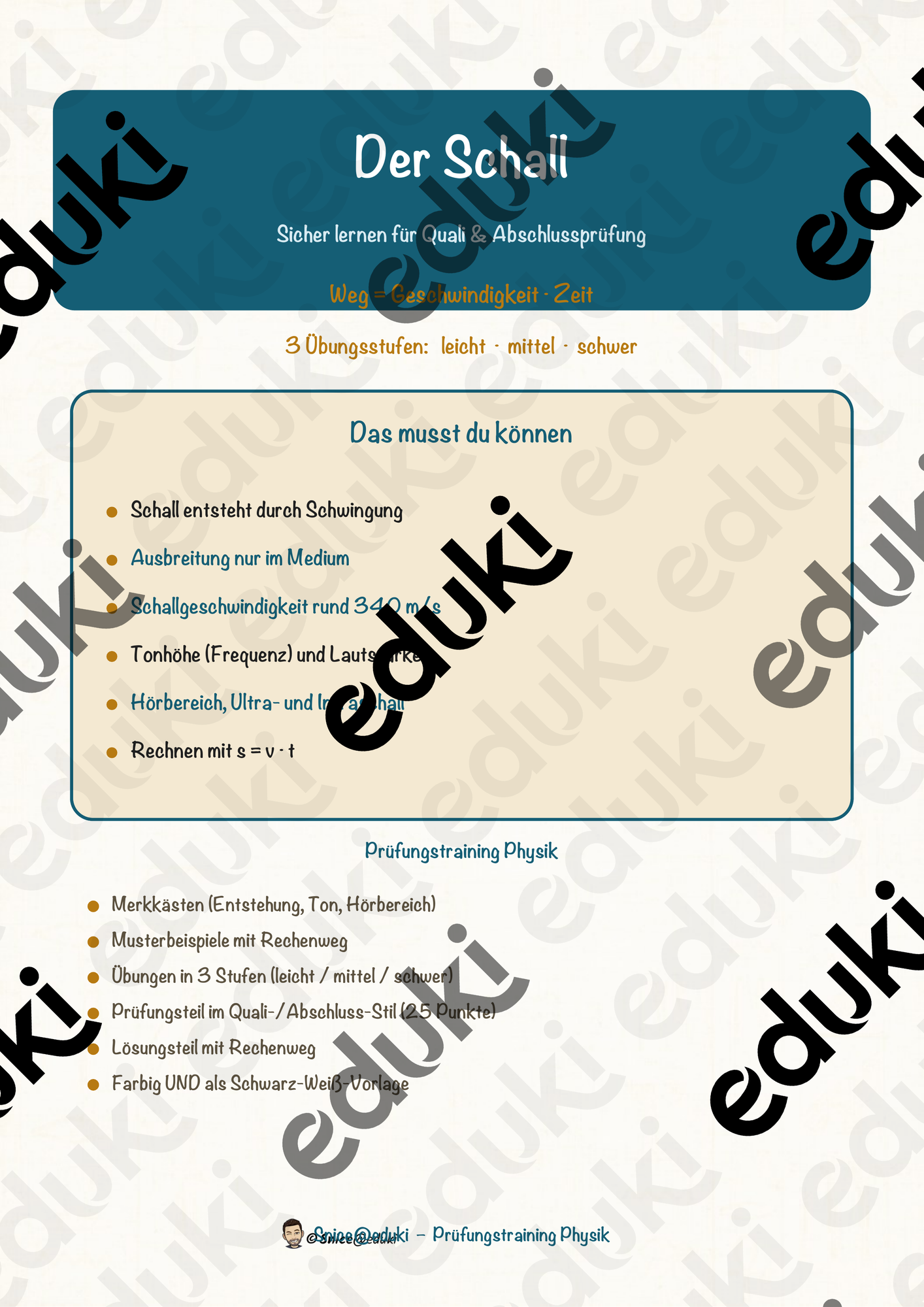 Der Schall – Prüfungstraining Physik (Klasse 8)