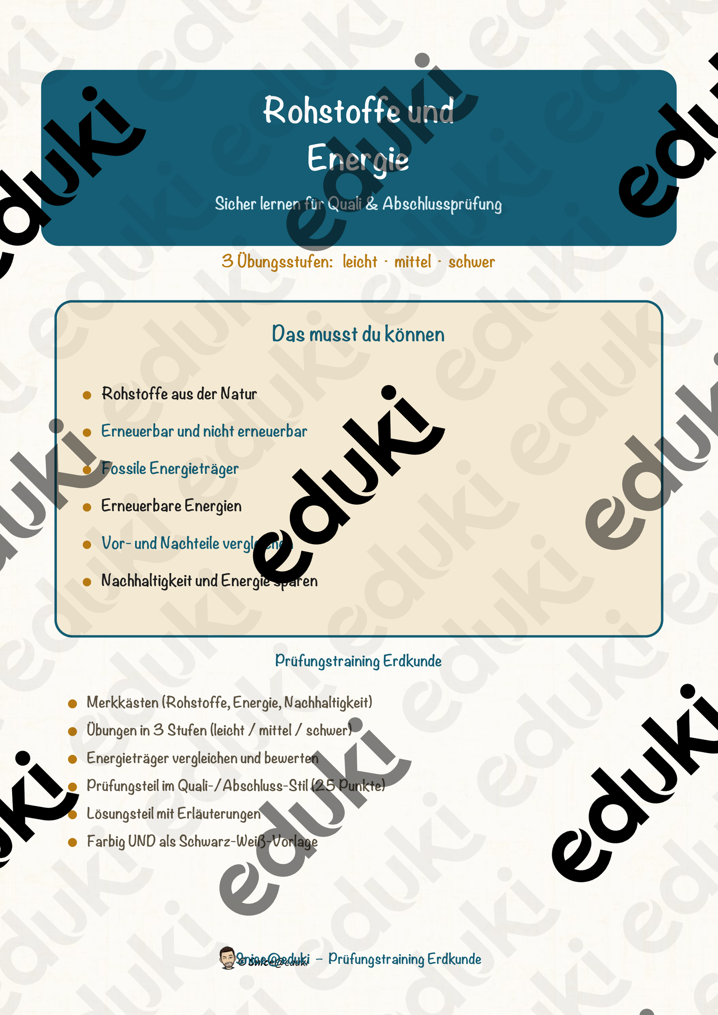 Rohstoffe und Energie – Prüfungstraining Erdkunde (Klasse 9)