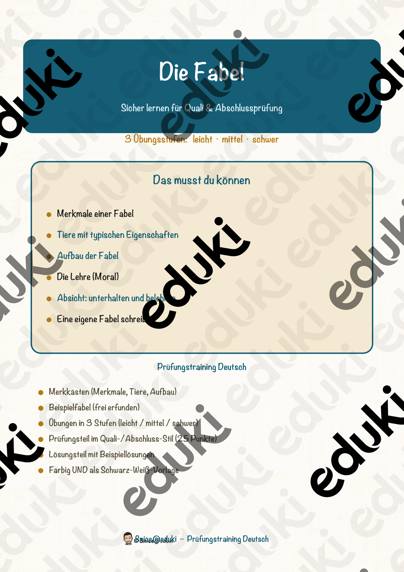 Die Fabel – Prüfungstraining Deutsch (Klasse 8)