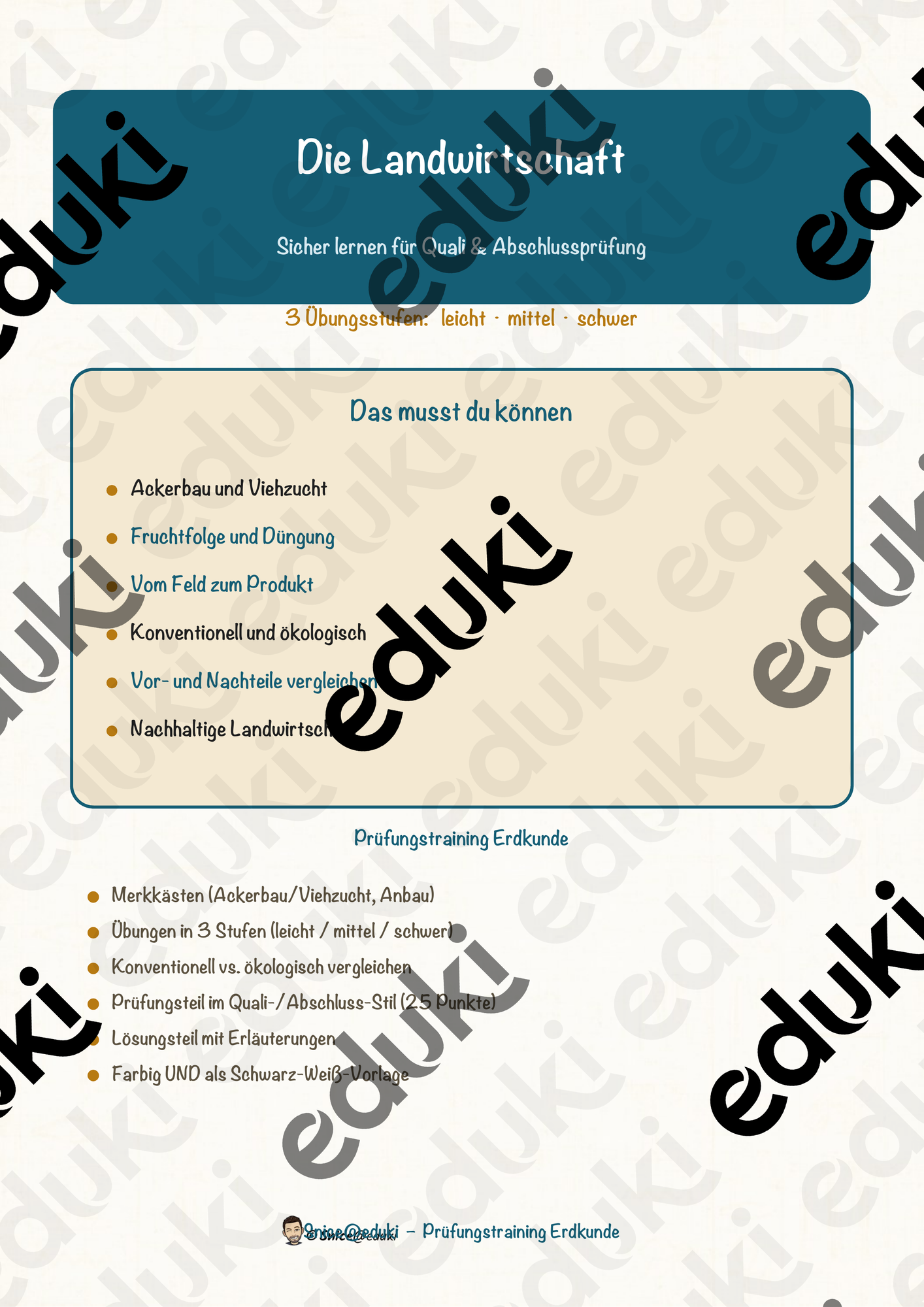 Die Landwirtschaft – Prüfungstraining Erdkunde (Klasse 8)