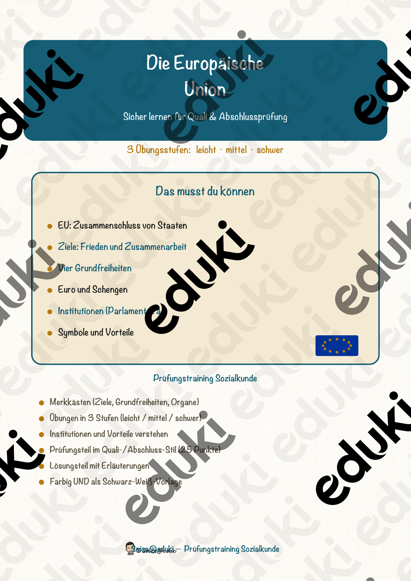 Die Europäische Union – Prüfungstraining Sozialkunde (Klasse 9)