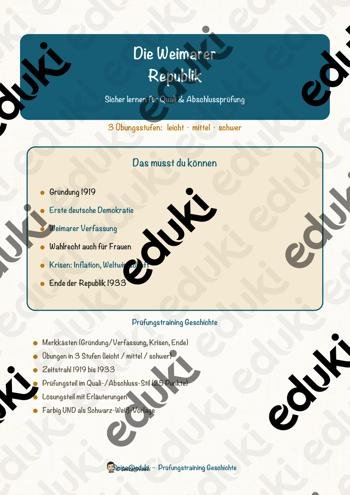 Die Weimarer Republik – Prüfungstraining Geschichte (Klasse 9)