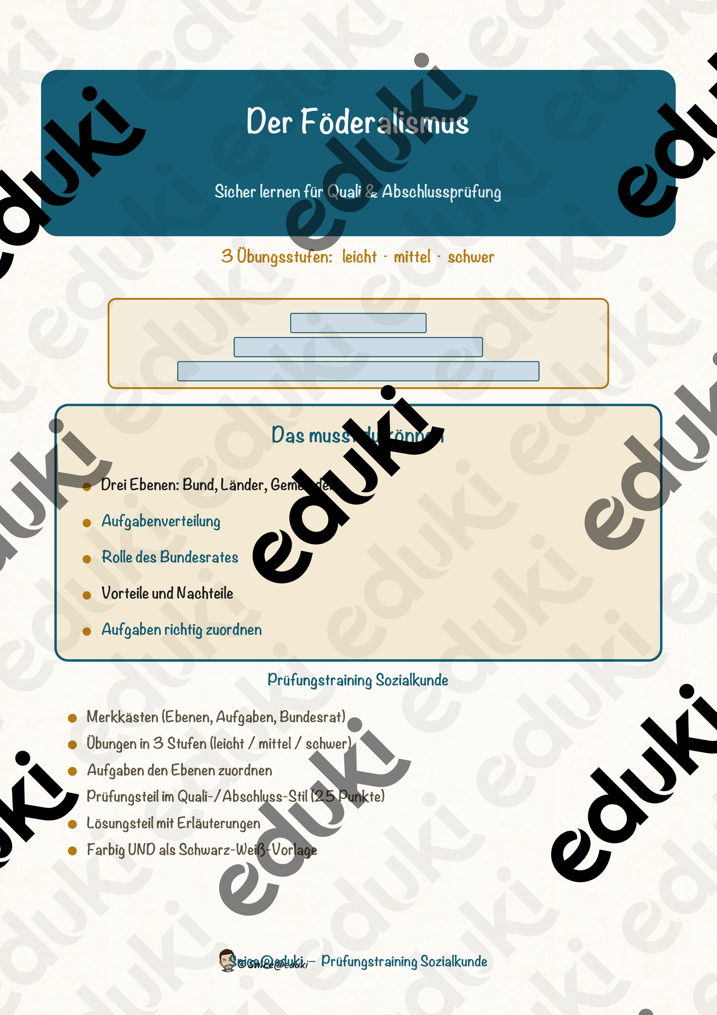 Der Föderalismus – Prüfungstraining Sozialkunde (Klasse 9)