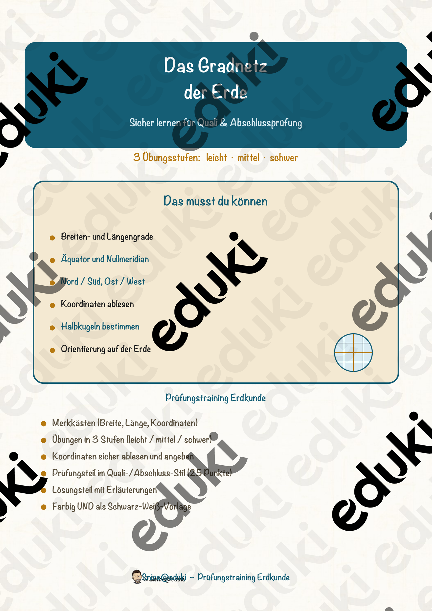 Das Gradnetz der Erde – Prüfungstraining Erdkunde (Klasse 8)